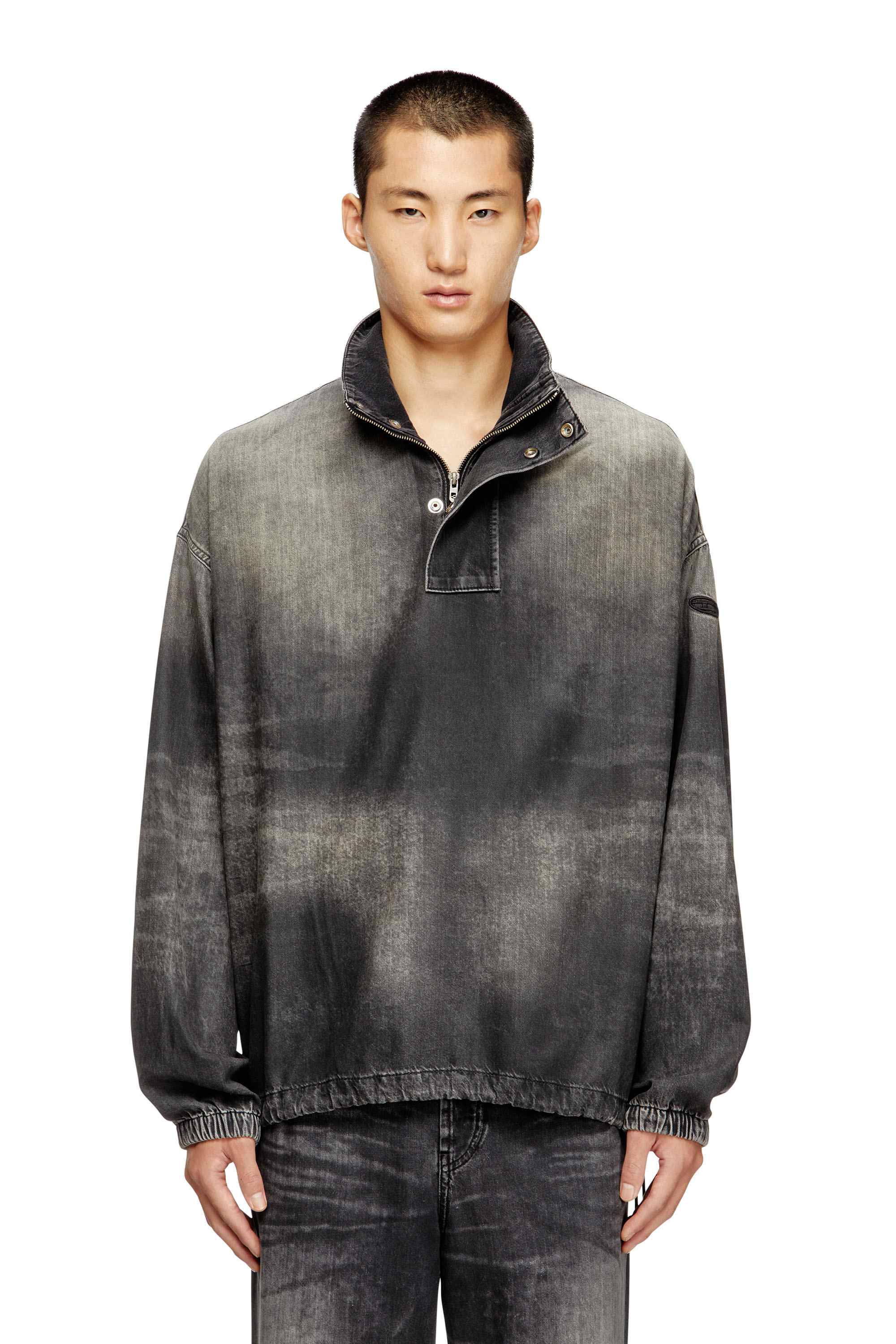 Black Denim top with mock neck