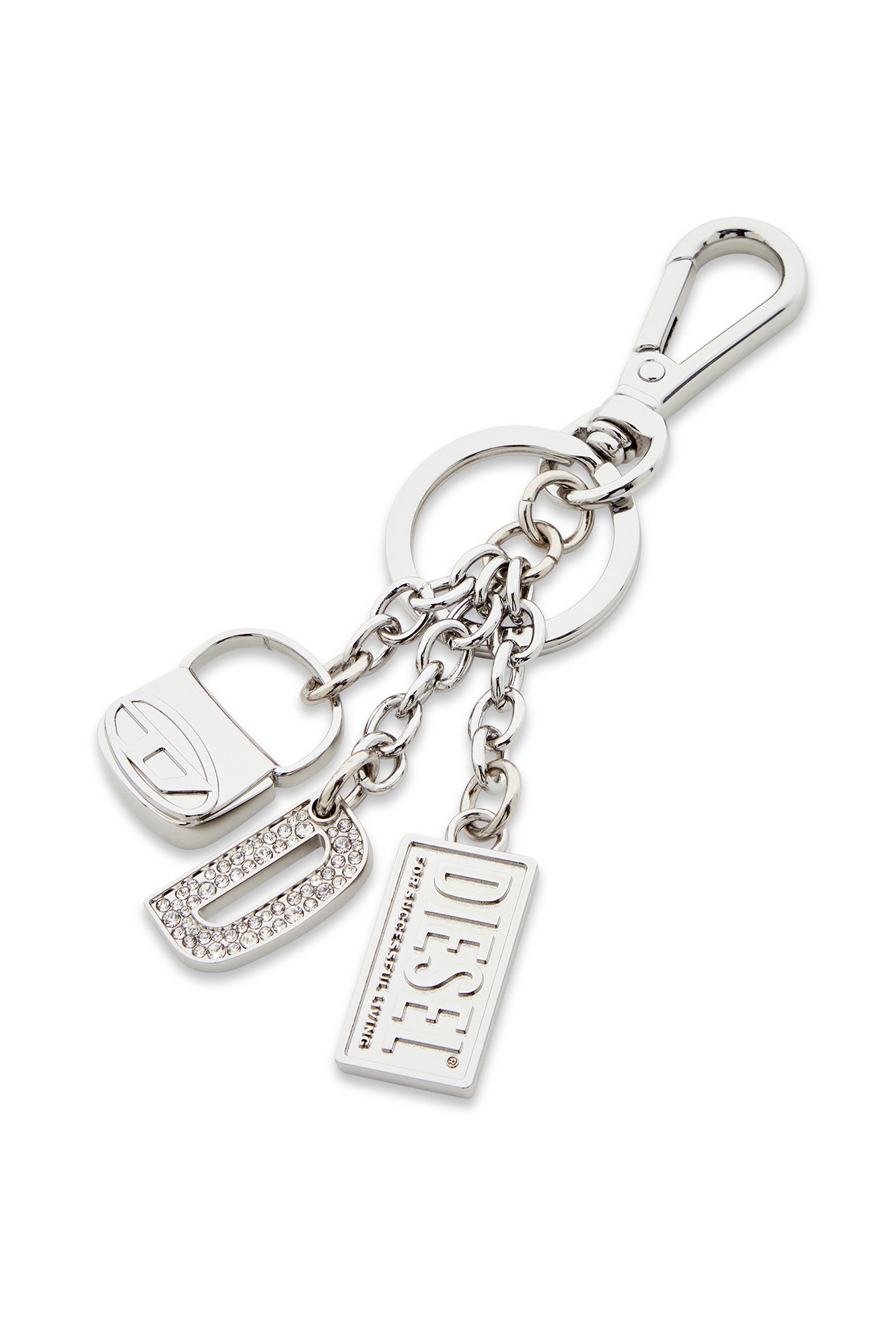 Silver Metal keyring with logo charms