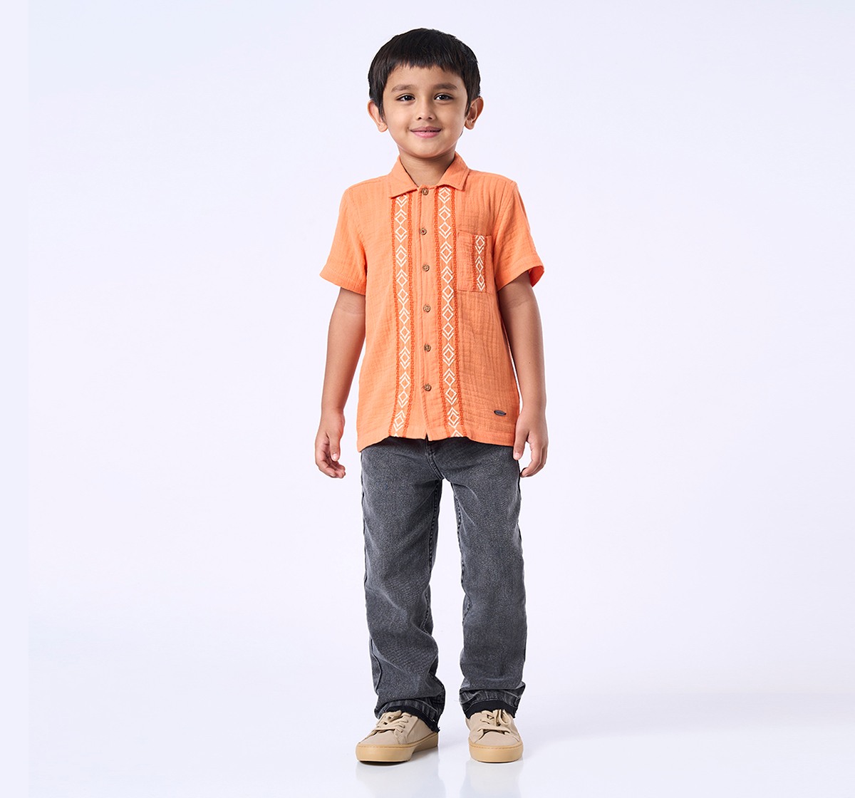 Ed-a-Mamma Kids Boys Shirt Orange