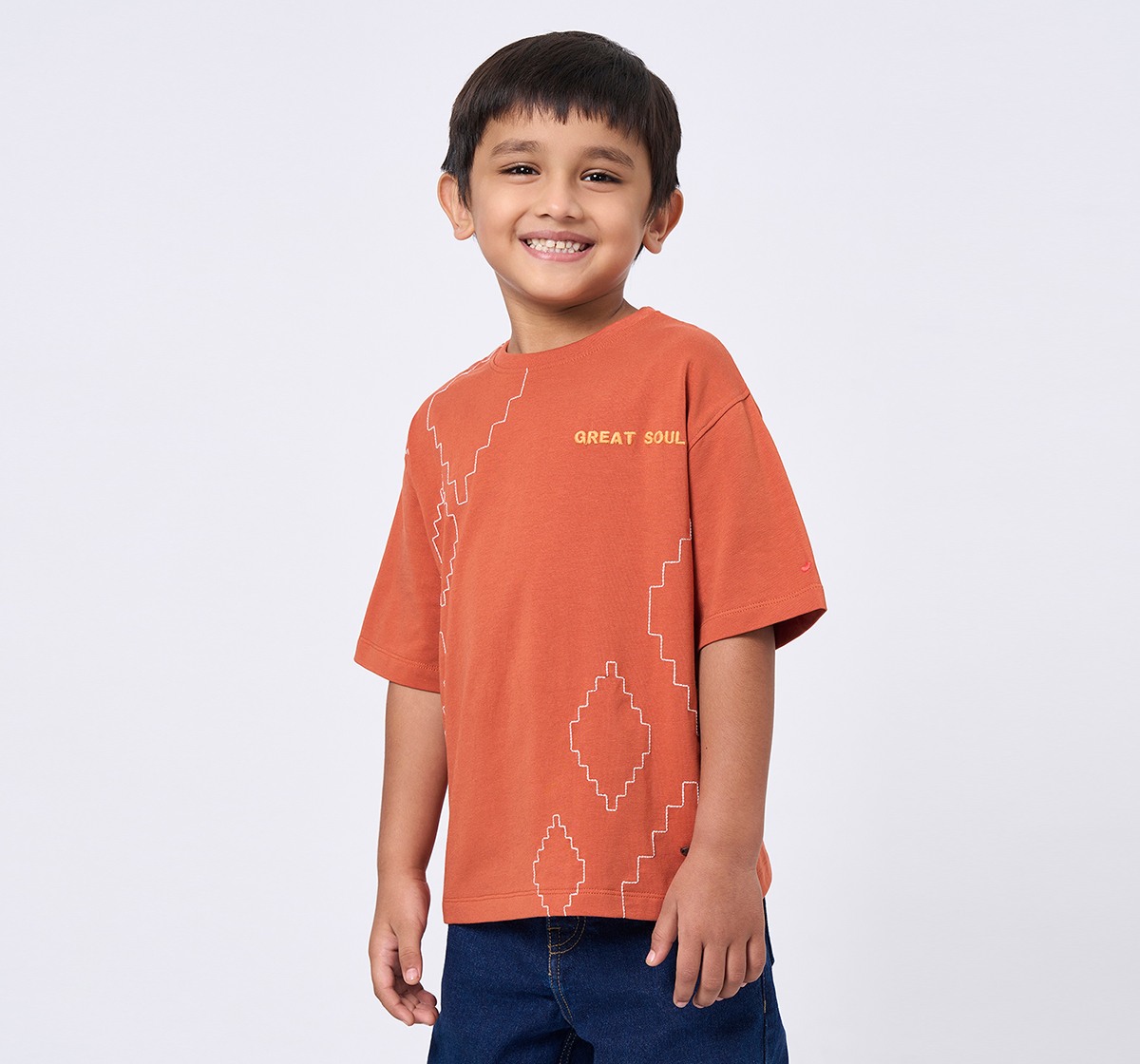 Ed-a-Mamma Kids Boys T-Shirt Rust