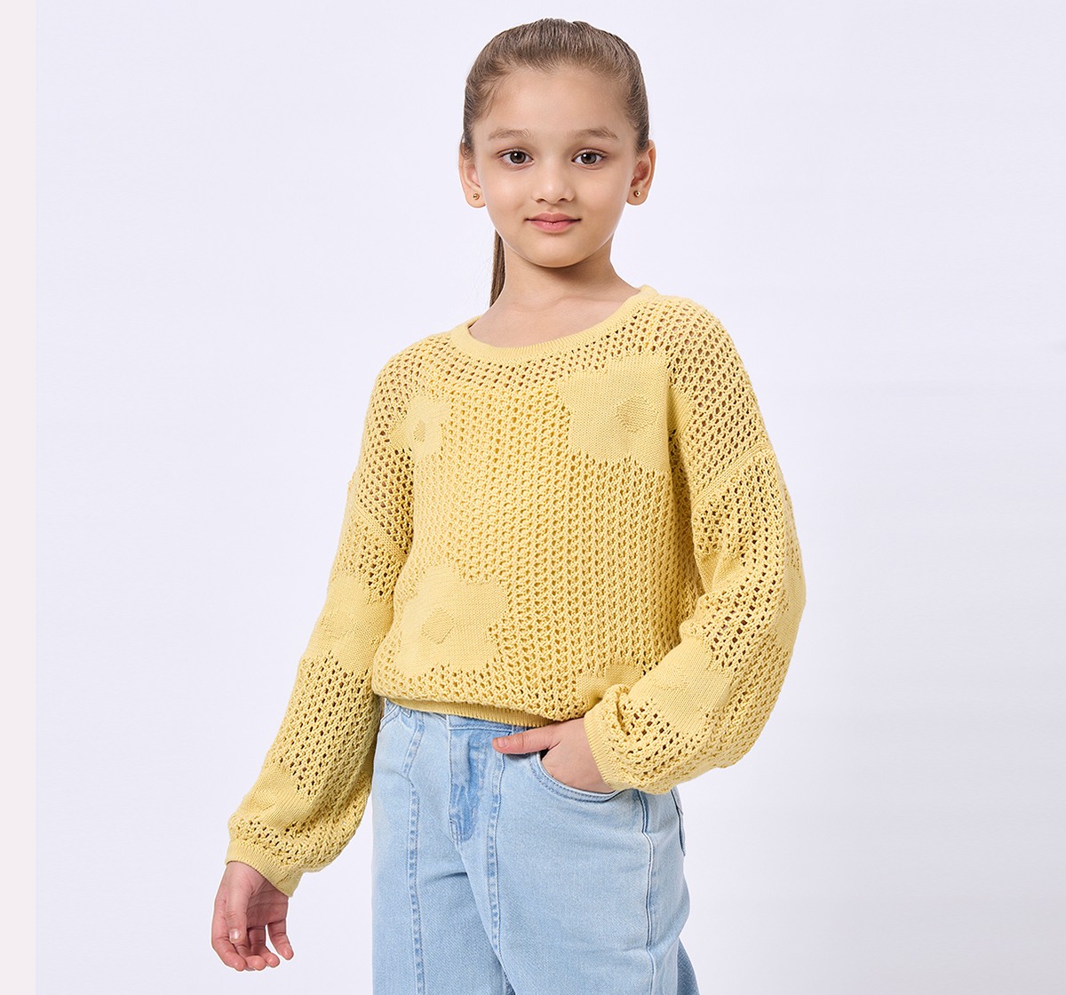Ed-A-Mamma Kids Girls Sweater Yellow