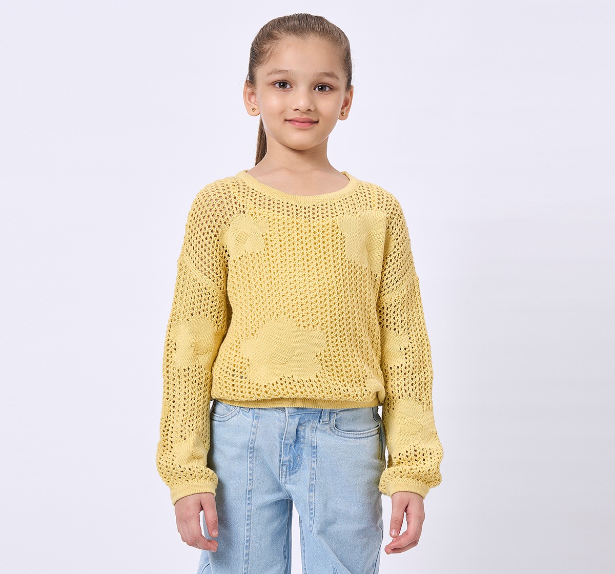 Ed-A-Mamma Kids Girls Sweater Yellow