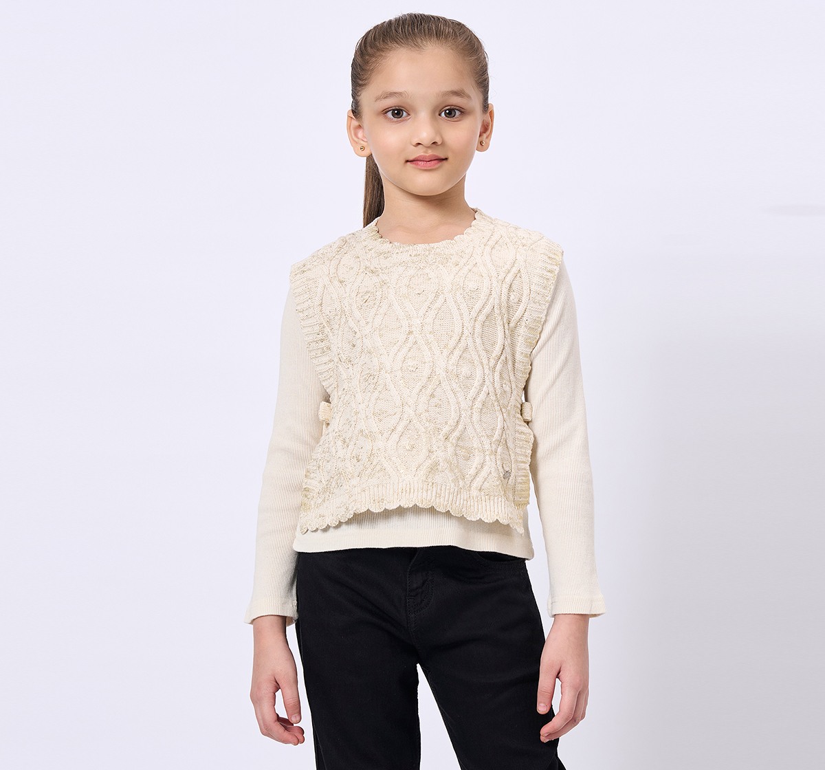 Ed-A-Mamma Kids Girls T-Shirt Off-White