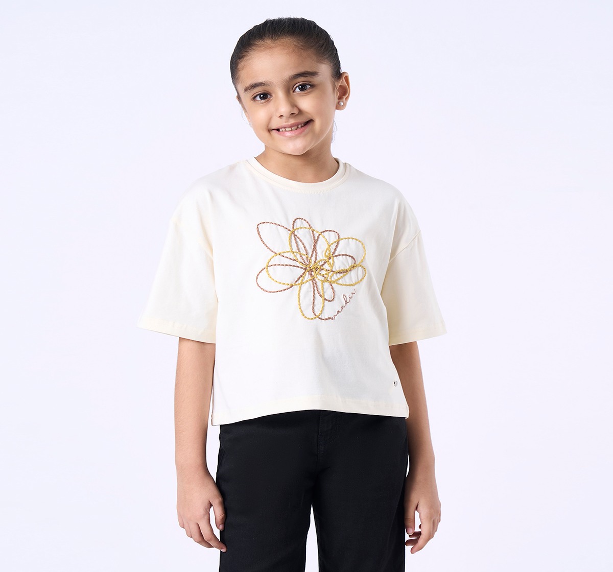 Ed-a-Mamma Kids Girls T-Shirt Off White