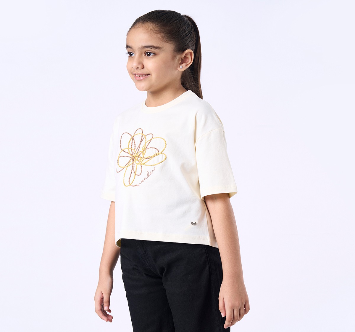 Ed-a-Mamma Kids Girls T-Shirt Off White