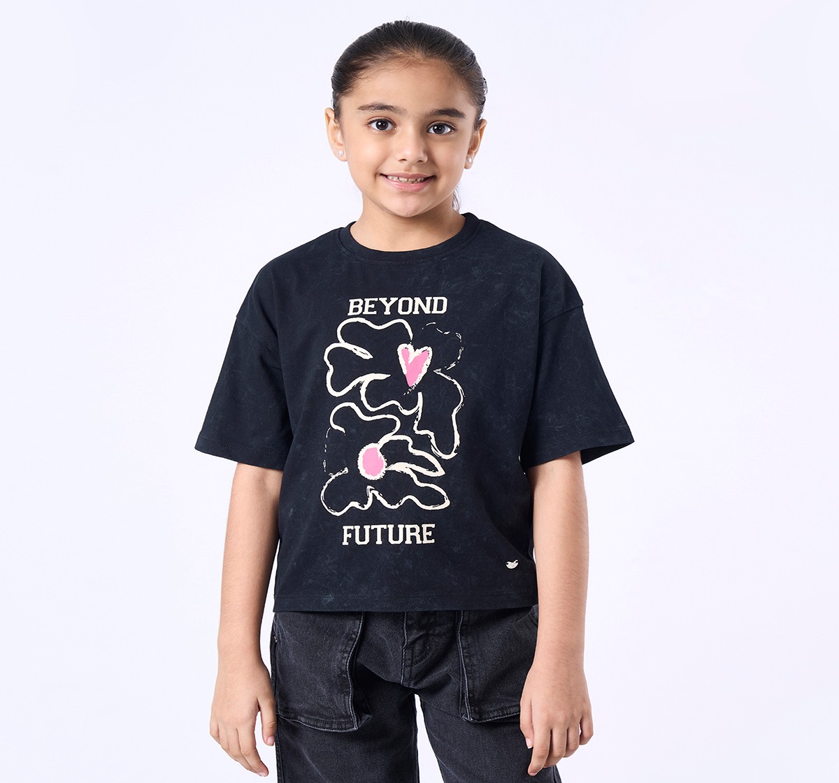 Ed-a-Mamma Kids Girls T-Shirt Black
