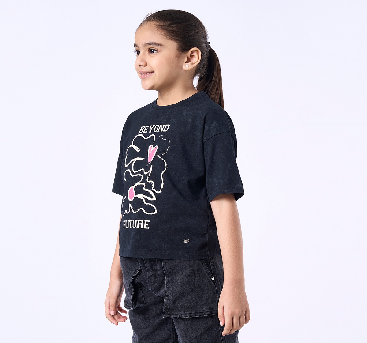 Ed-a-Mamma Kids Girls T-Shirt Black