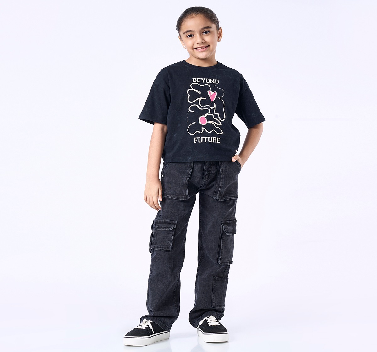 Ed-a-Mamma Kids Girls T-Shirt Black