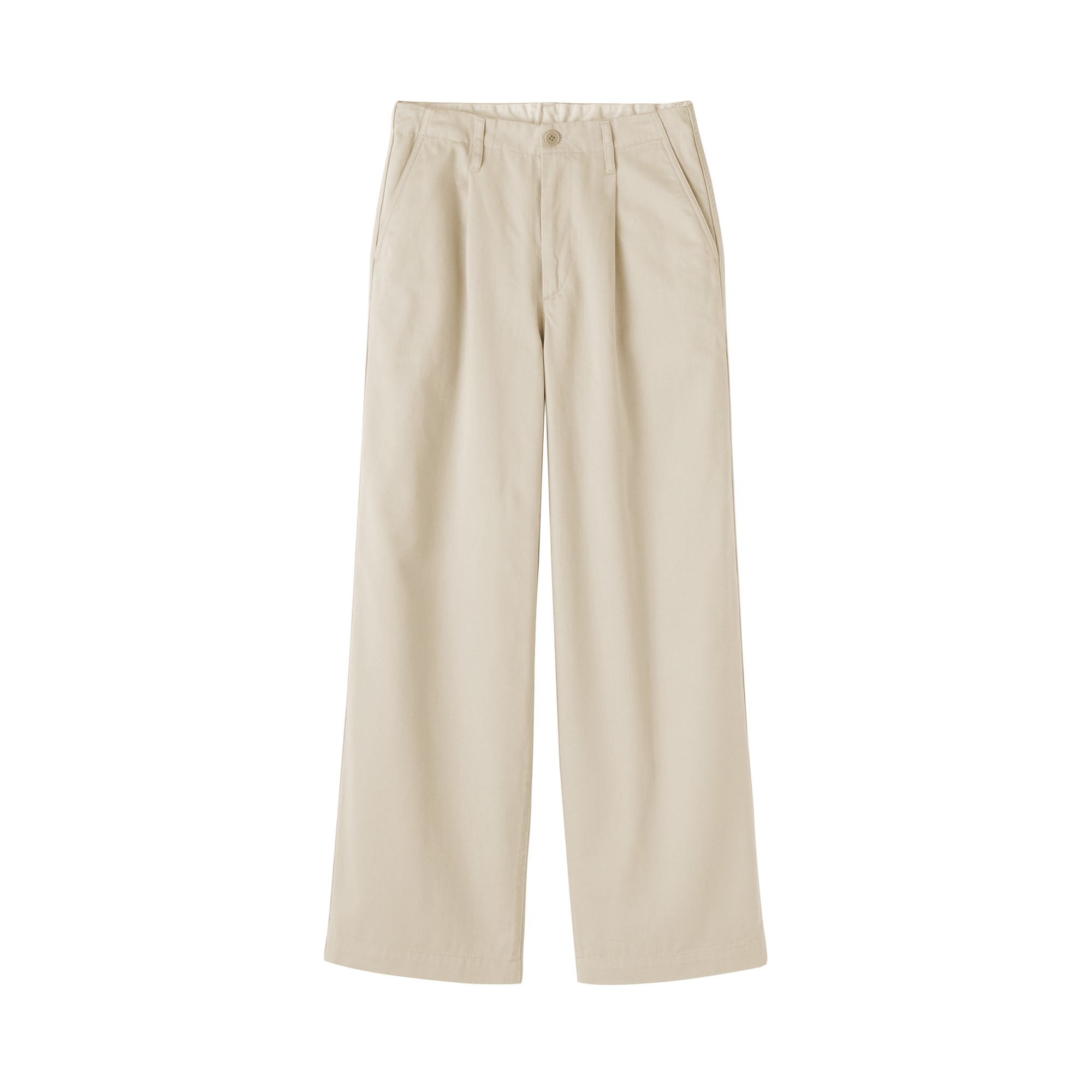 W's Slub yarn chino pleated wide pants