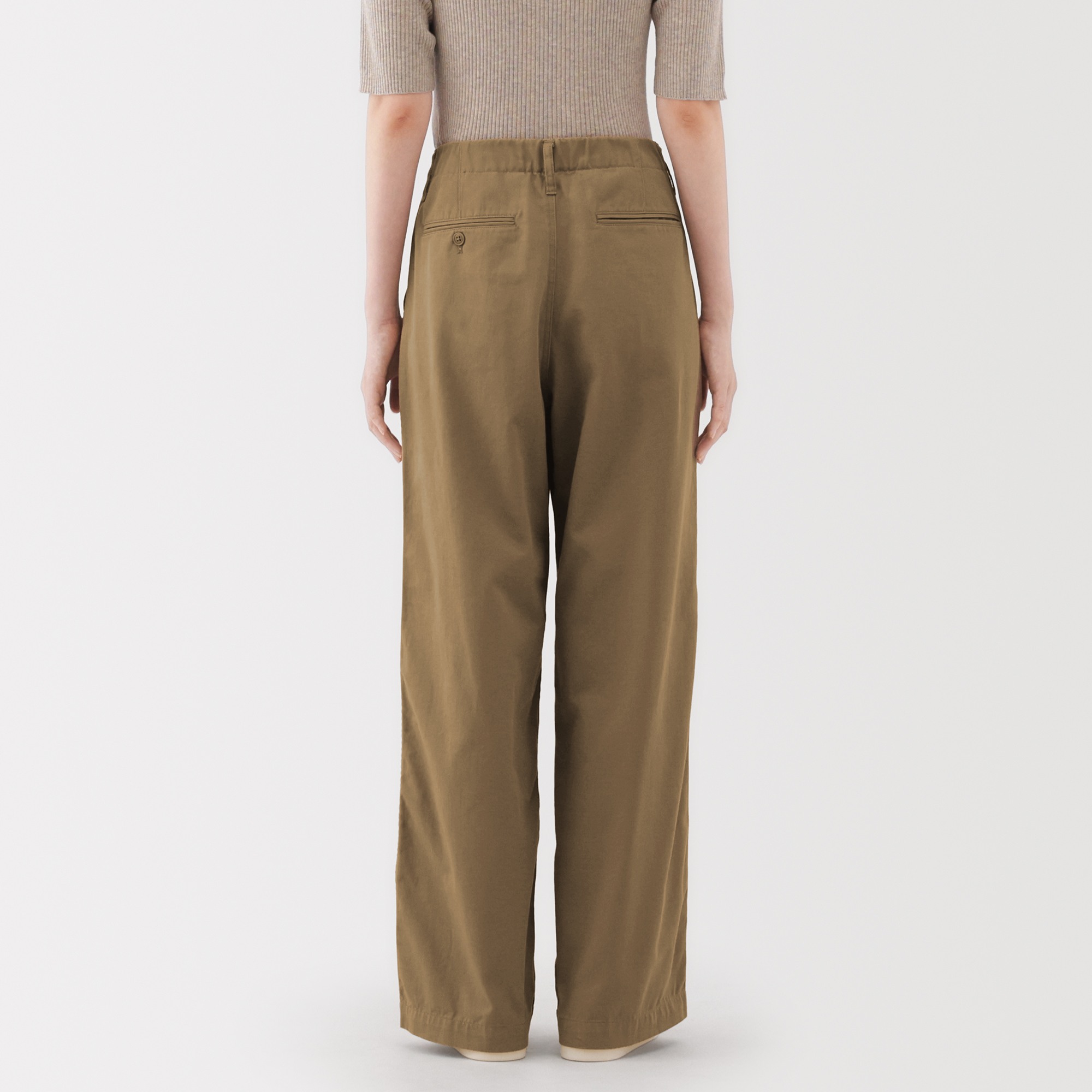 W's Slub yarn chino pleated wide pants