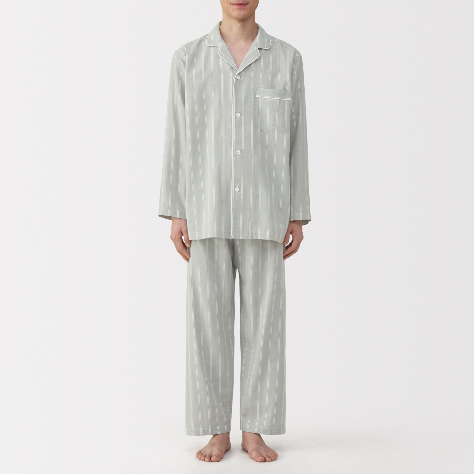 M's Side seamless Double gauze L/Slv pajamas