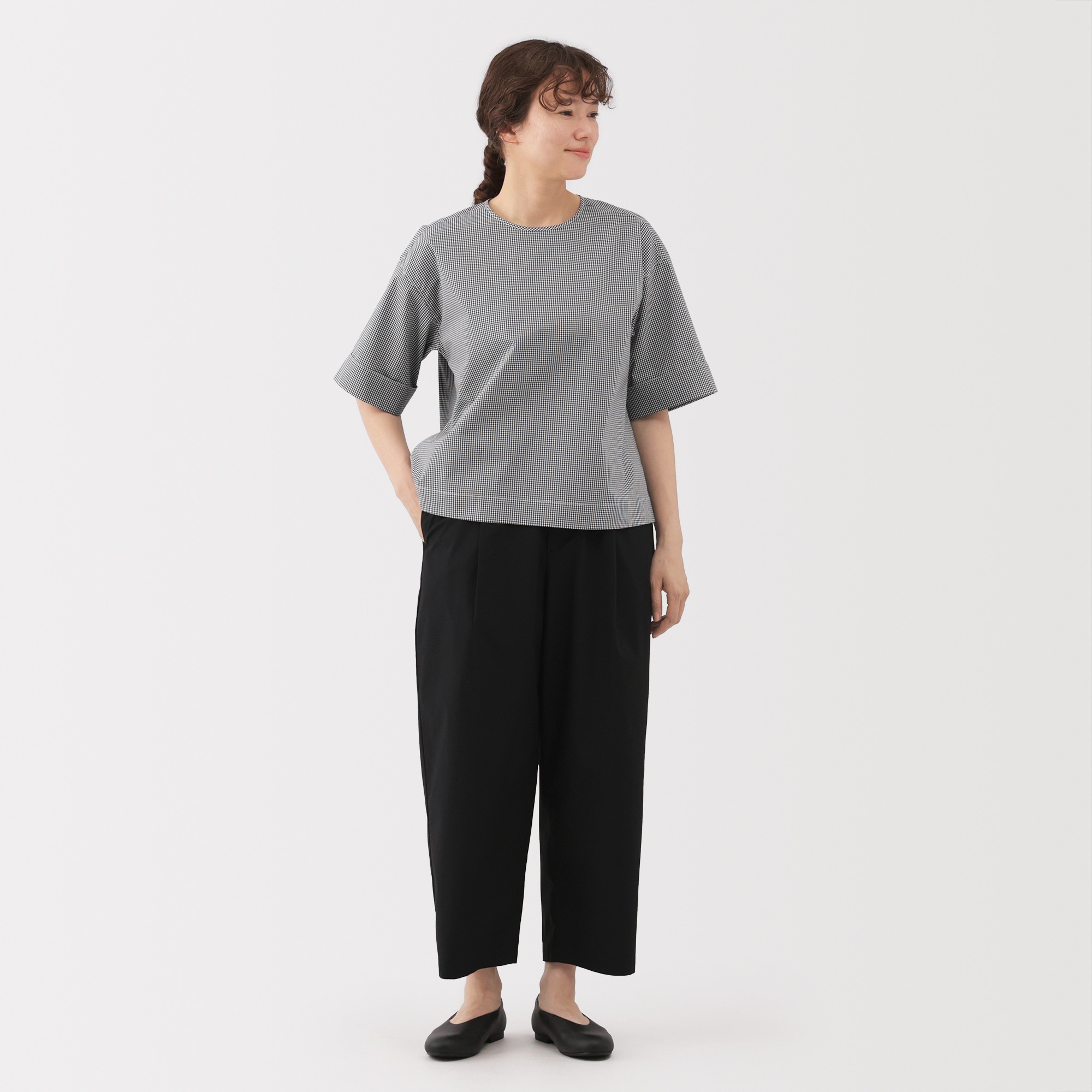 W's quick dry broadcloth 1/2 sleeve blouse