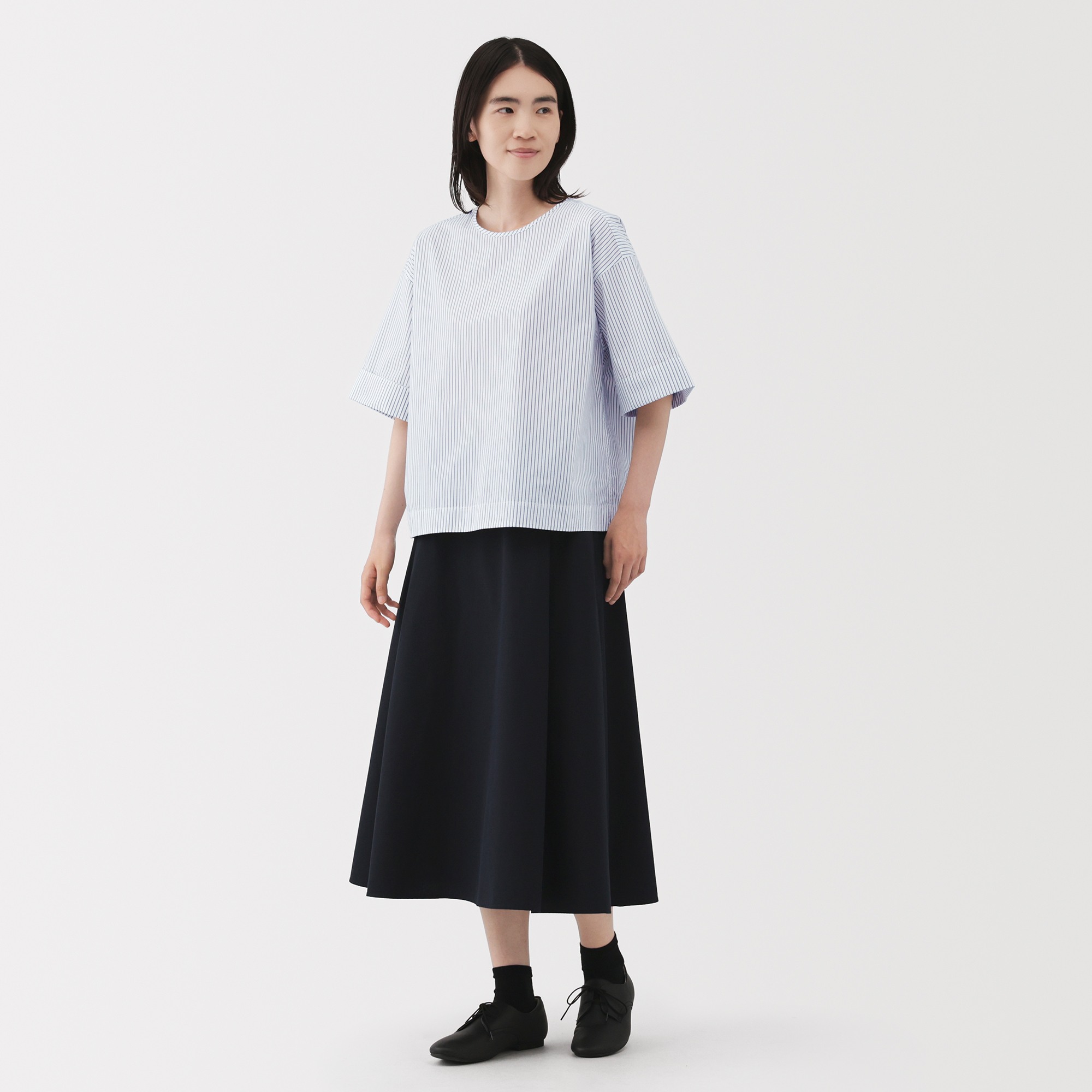 W's quick dry broadcloth 1/2 sleeve blouse