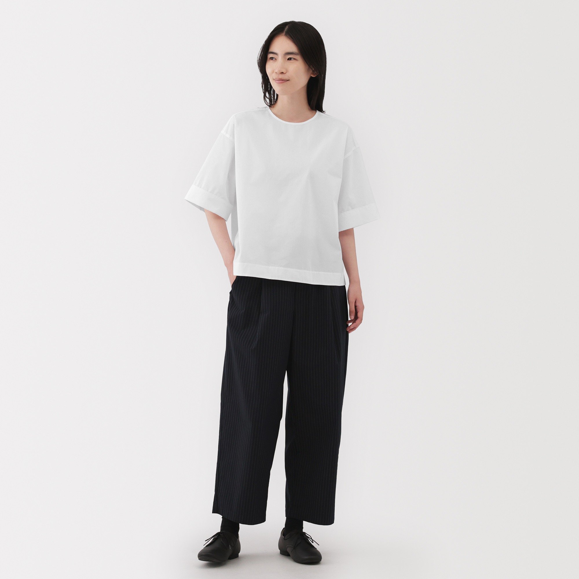 W's quick dry broadcloth 1/2 sleeve blouse