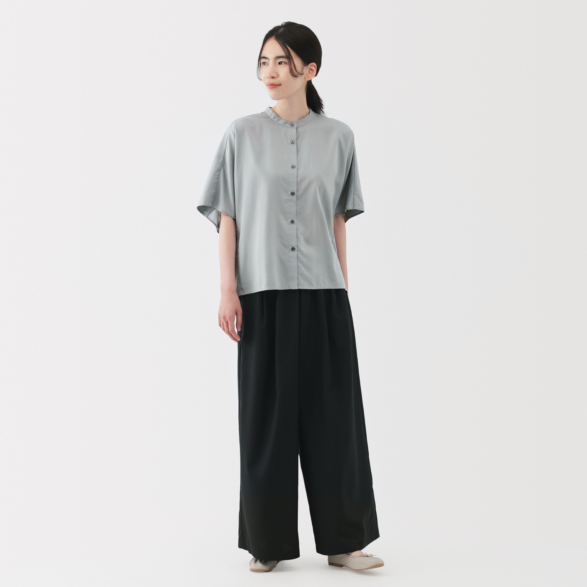 W's Lyocell blended 1/2 sleeve blouse