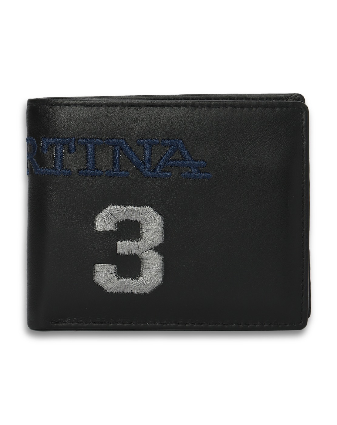 Men Brand Embroidered Leather Bi-Fold Wallet