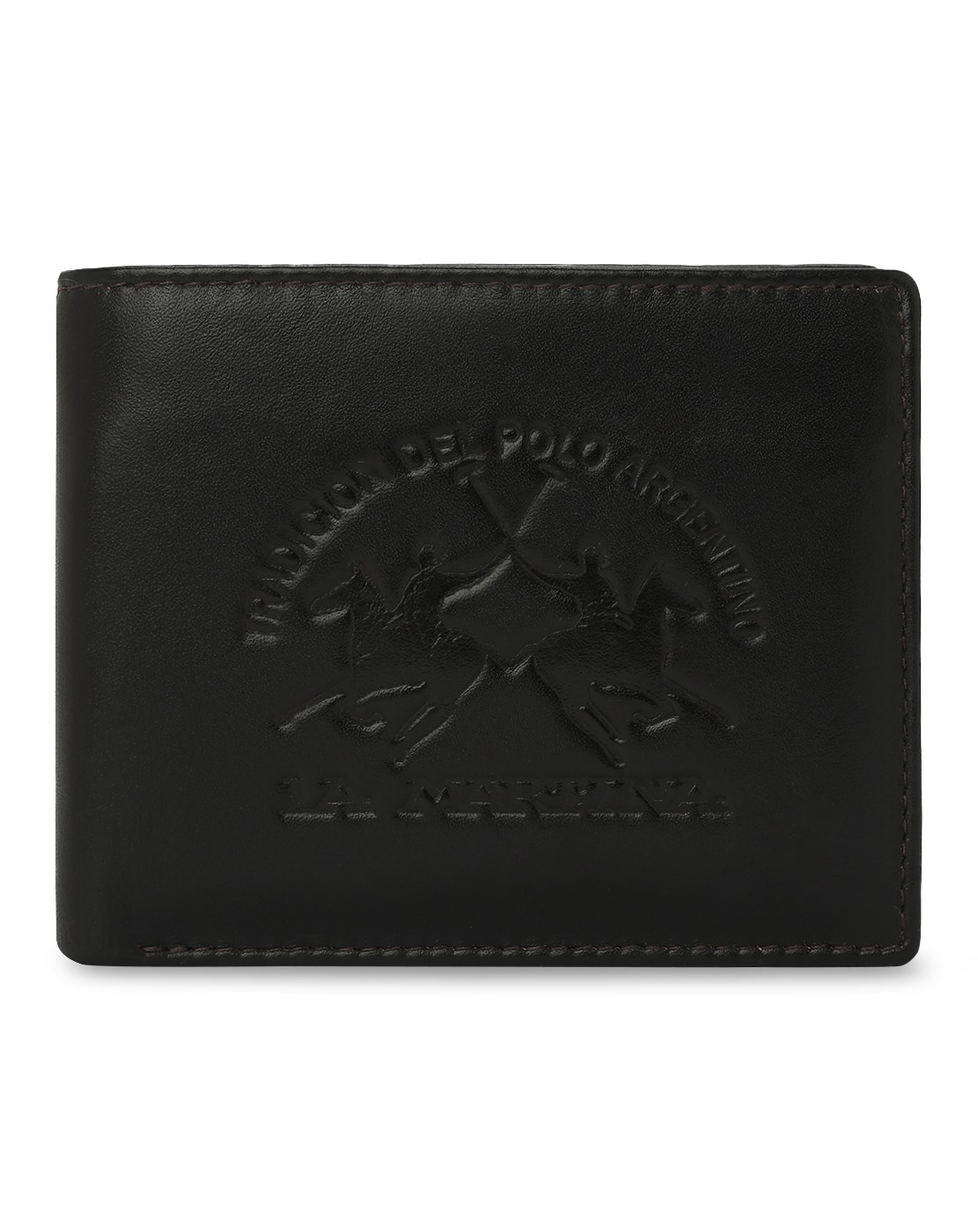 Men Logo Embossed Leather Bi-Fold Wallet