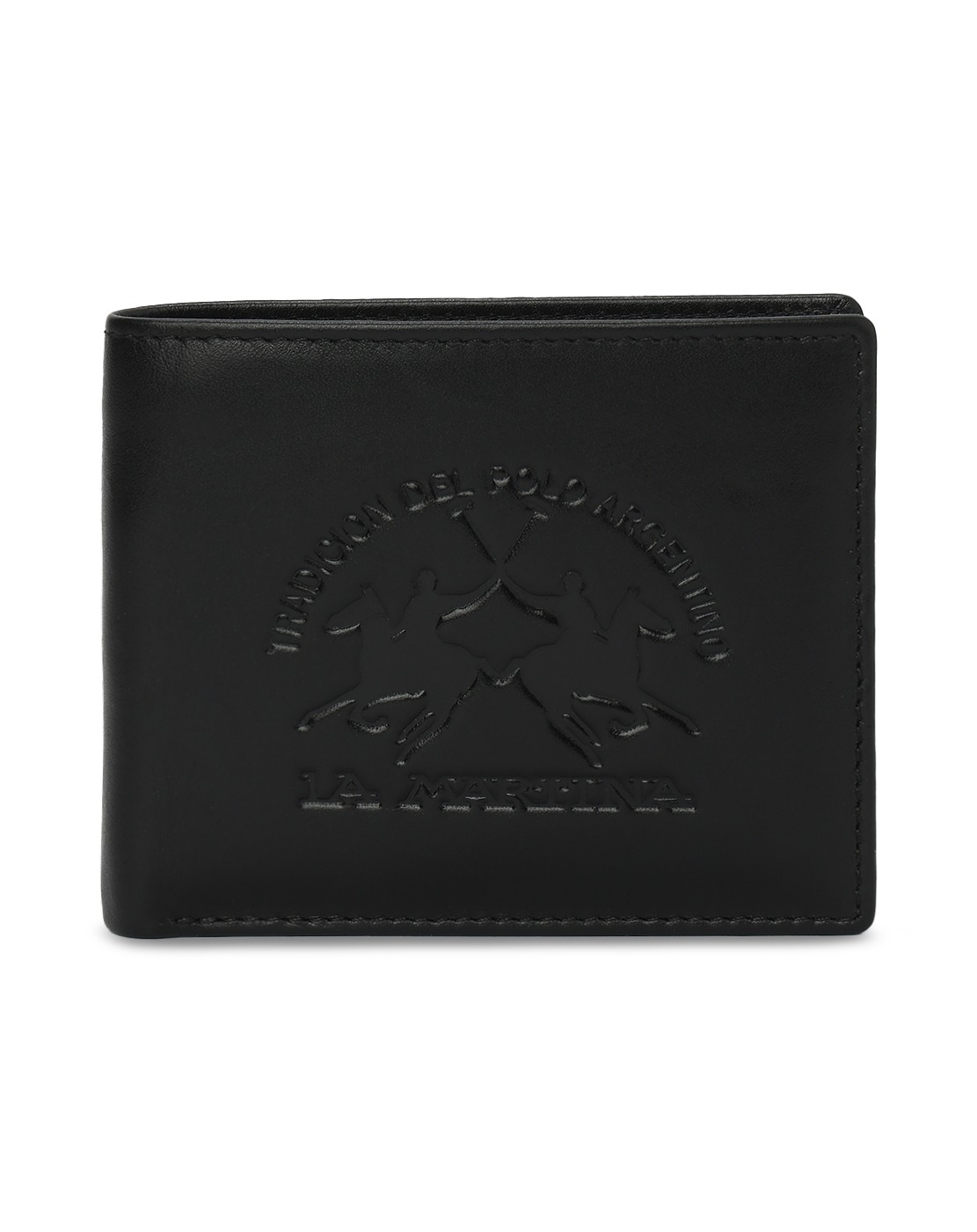 Men Logo Embossed Leather Bi-Fold Wallet