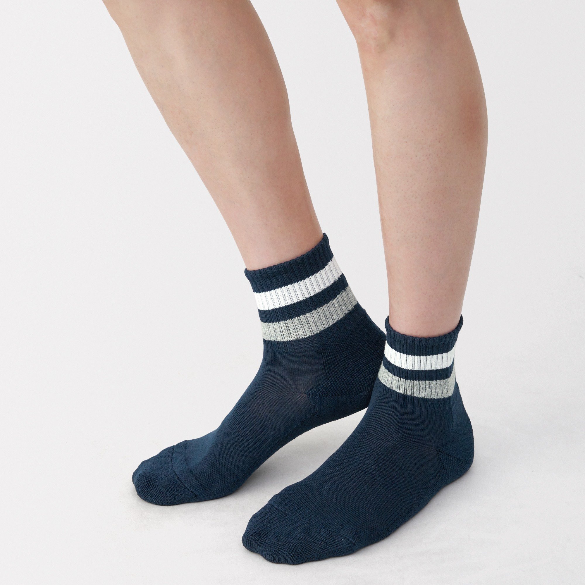 M's right angle pile short socks (striped)