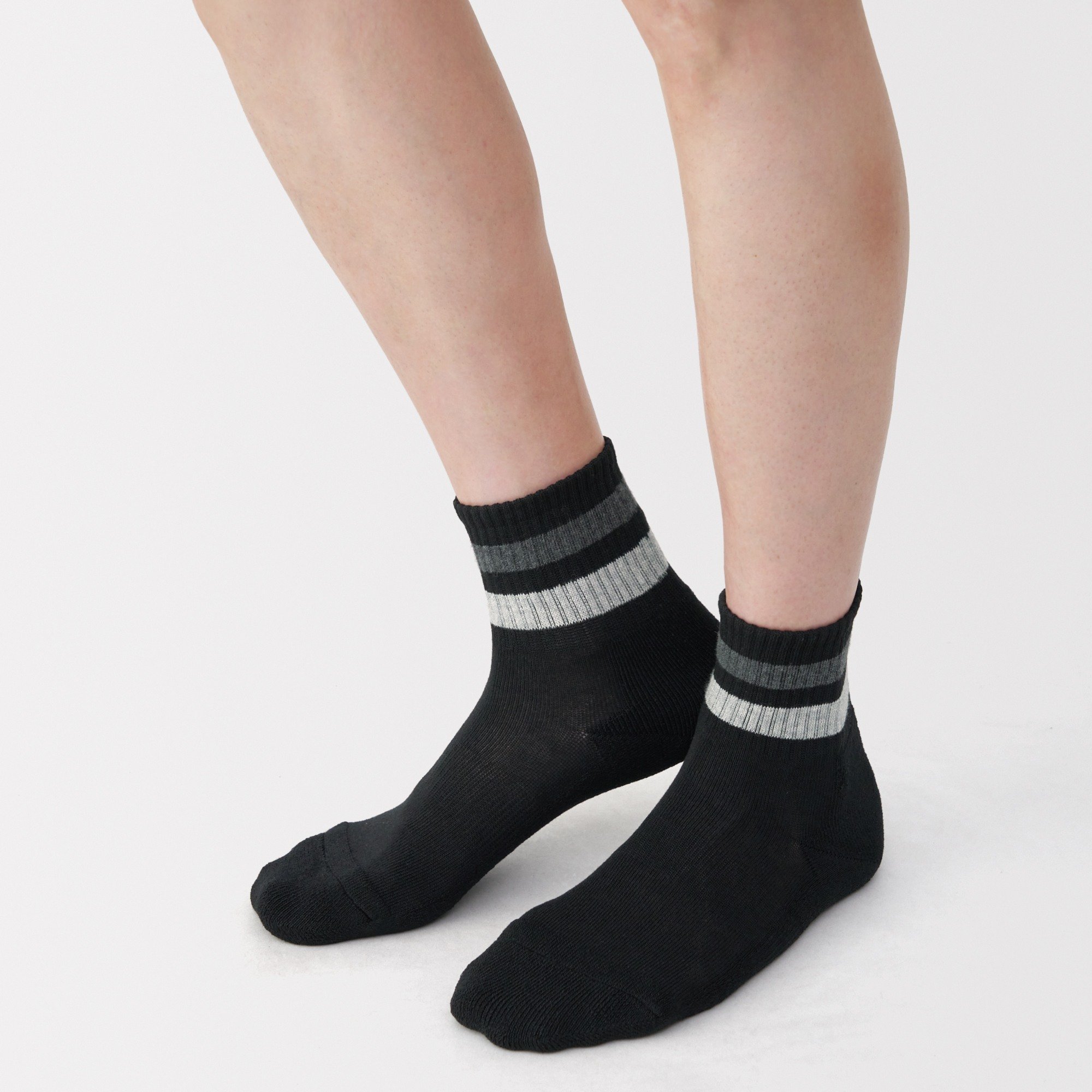 M's right angle pile short socks (striped)