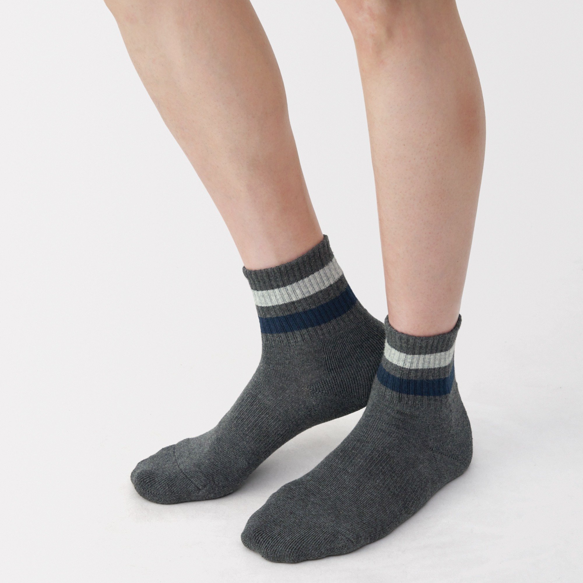M's right angle pile short socks (striped)