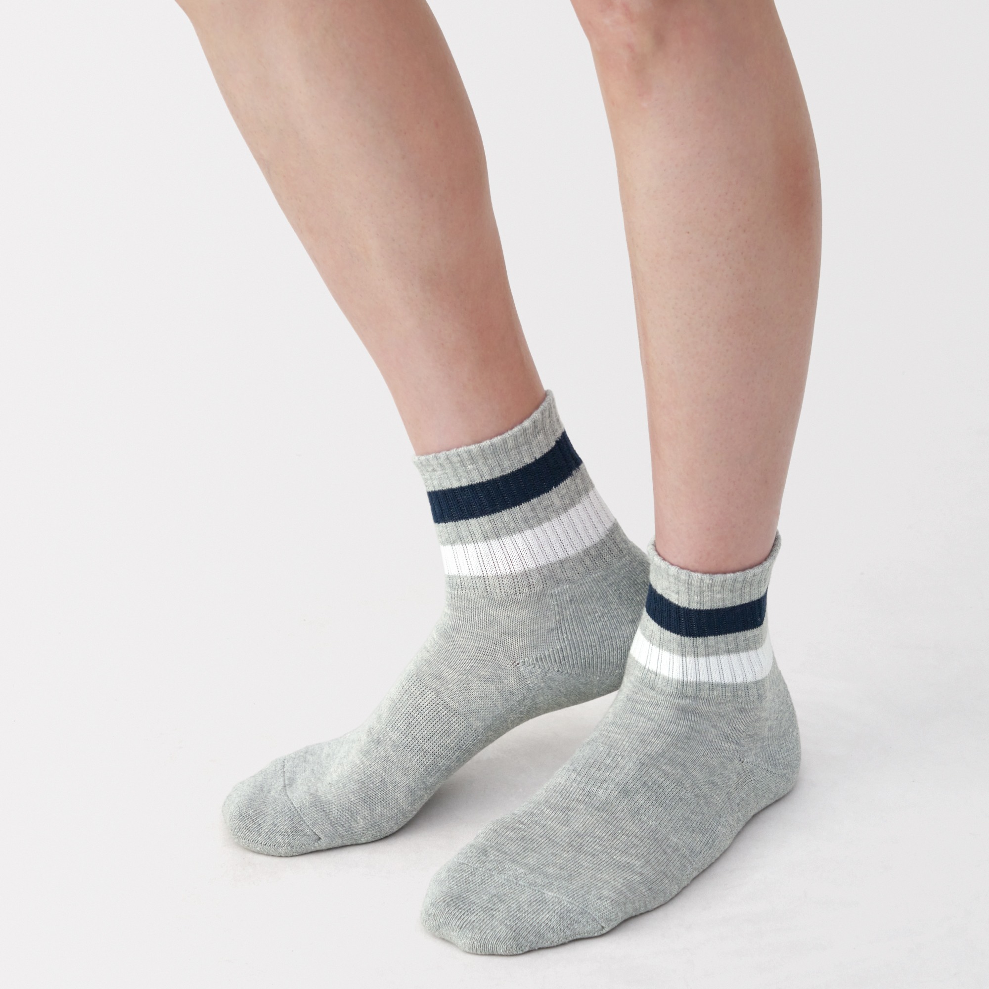 M's right angle pile short socks (striped)