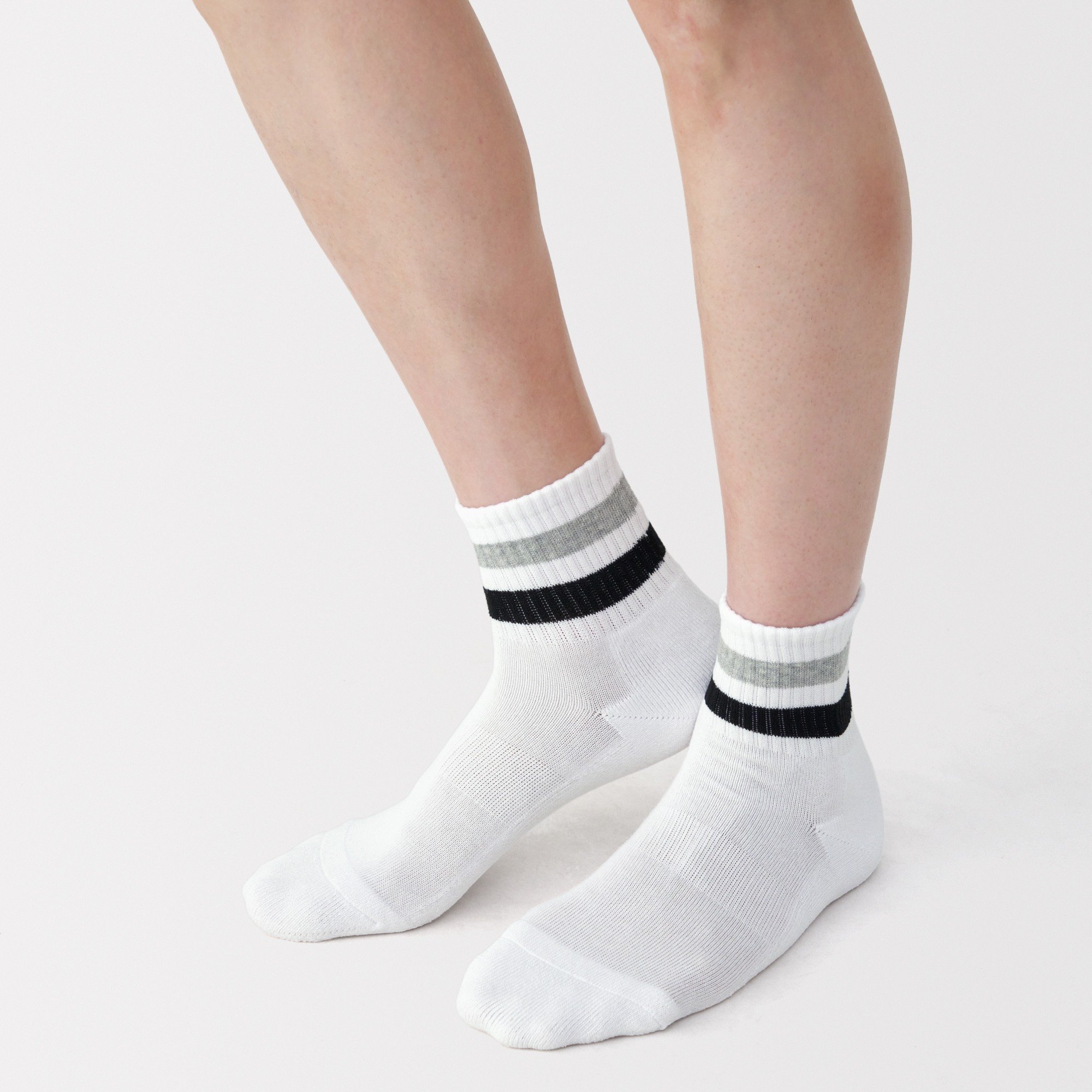 M's right angle pile short socks (striped)