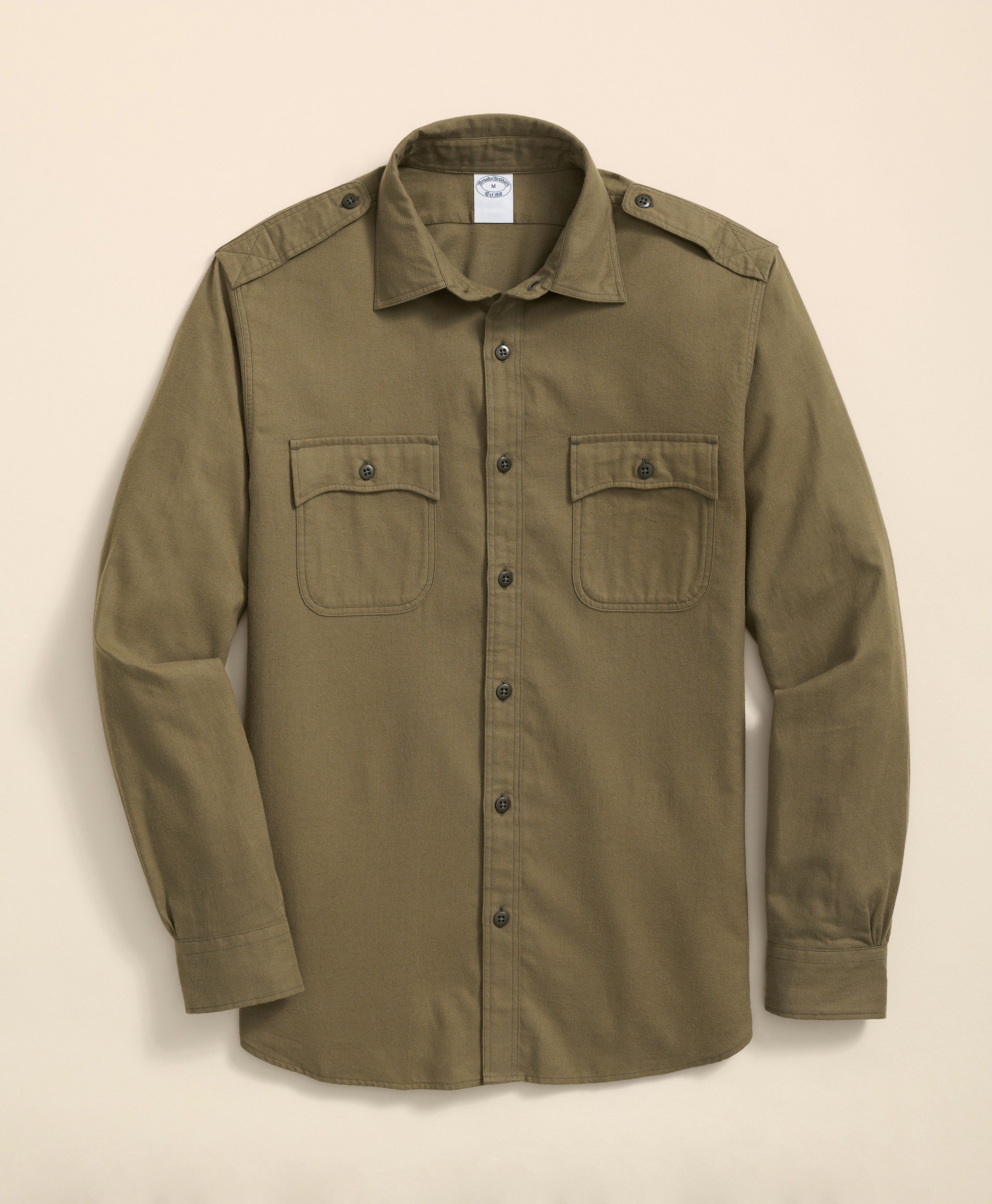 Brooks Brothers | Regular Finish Flannel Solid Regular Fit Sport Shirt