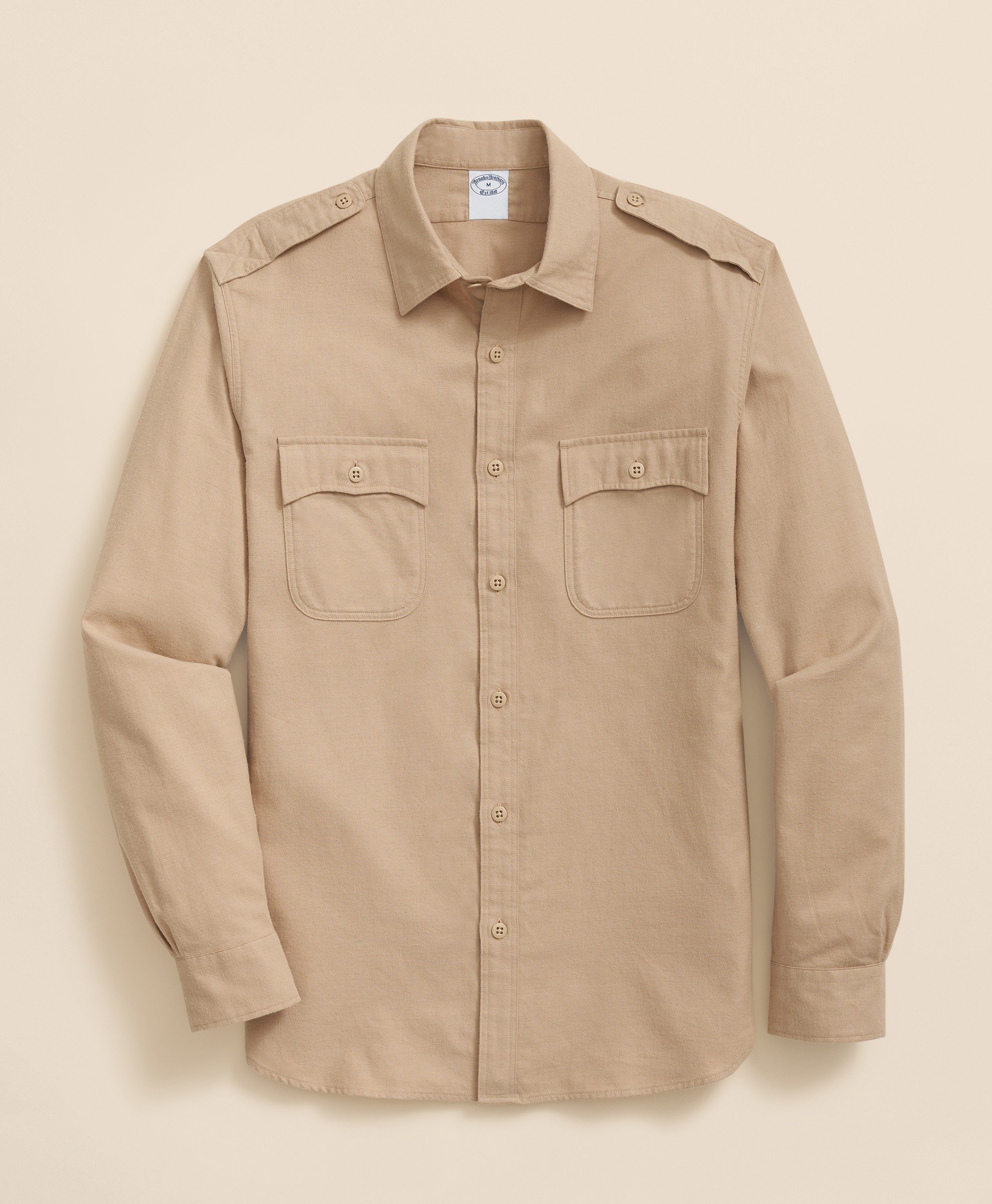 Brooks Brothers | Regular Finish Flannel Solid Regular Fit Sport Shirt