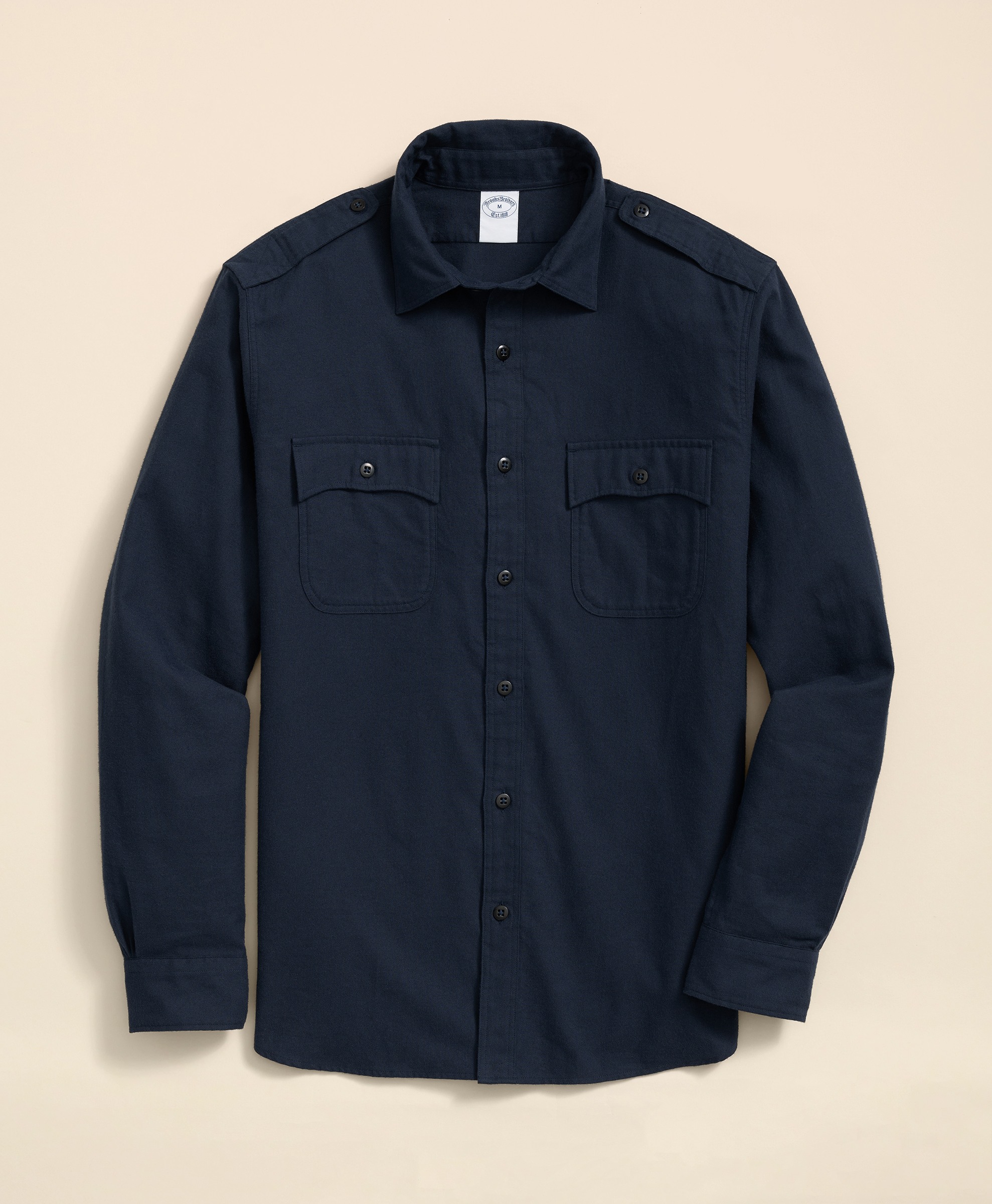 Brooks Brothers | Regular Finish Flannel Solid Regular Fit Sport Shirt