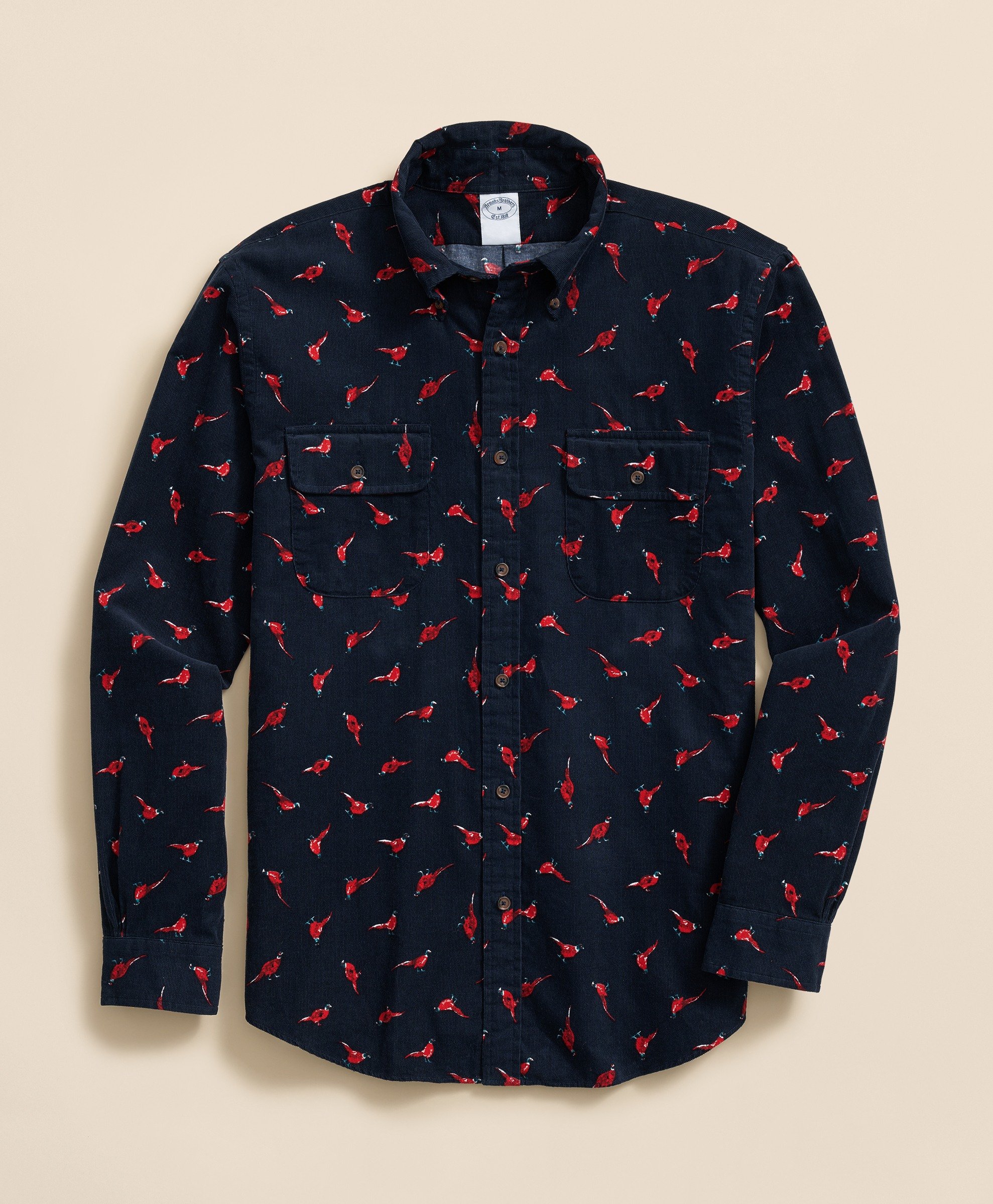 Brooks Brothers | Regular Finish Corduroys Bird Print Regular Fit Sport Shirt