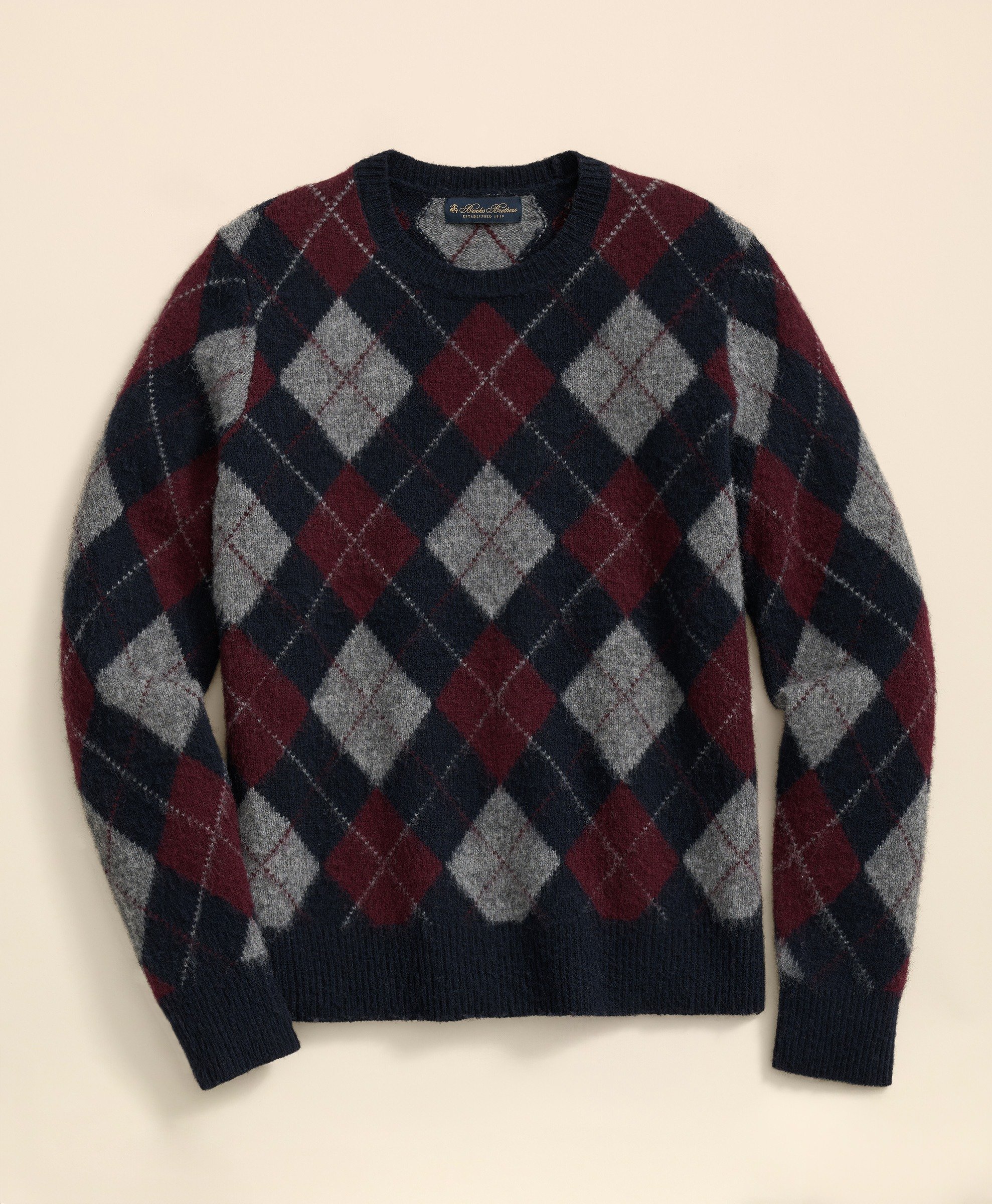 Brooks Brothers | Brushed Wool Argyle Crew Neck Sweater