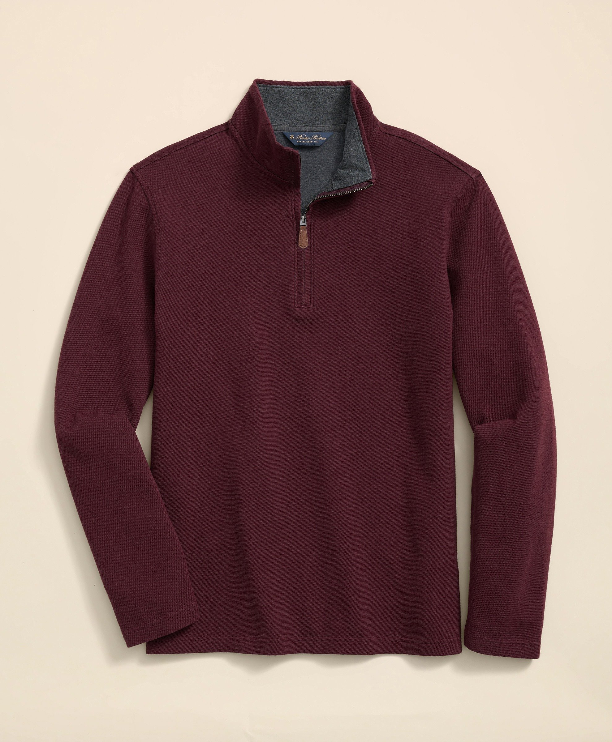 Brooks Brothers | Cotton Pique Doubleface Solid Regular Fit Half-Zip