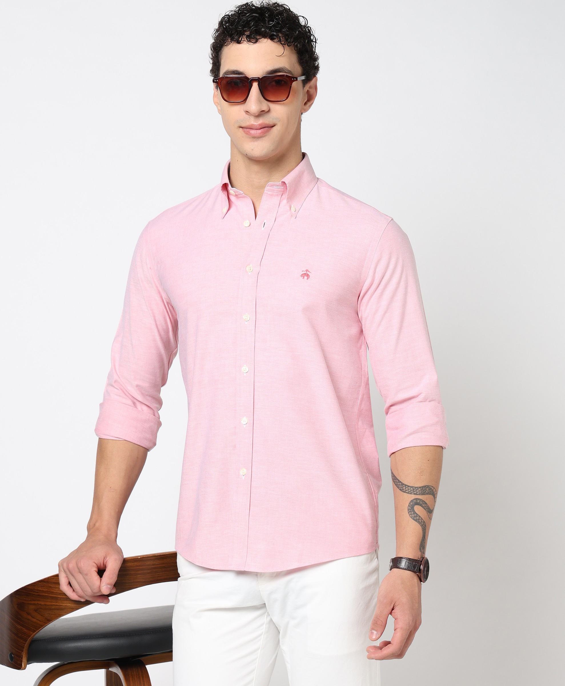 Non-Iron Oxford Solid Regular Fit Sport Shirt