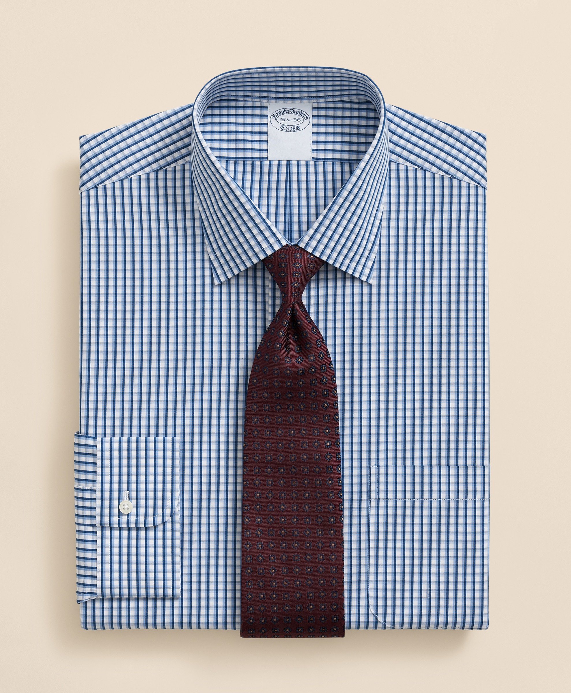 Brooks Brothers | Regular Finish Broadcloth Checked Regular Fit Dress Shirt