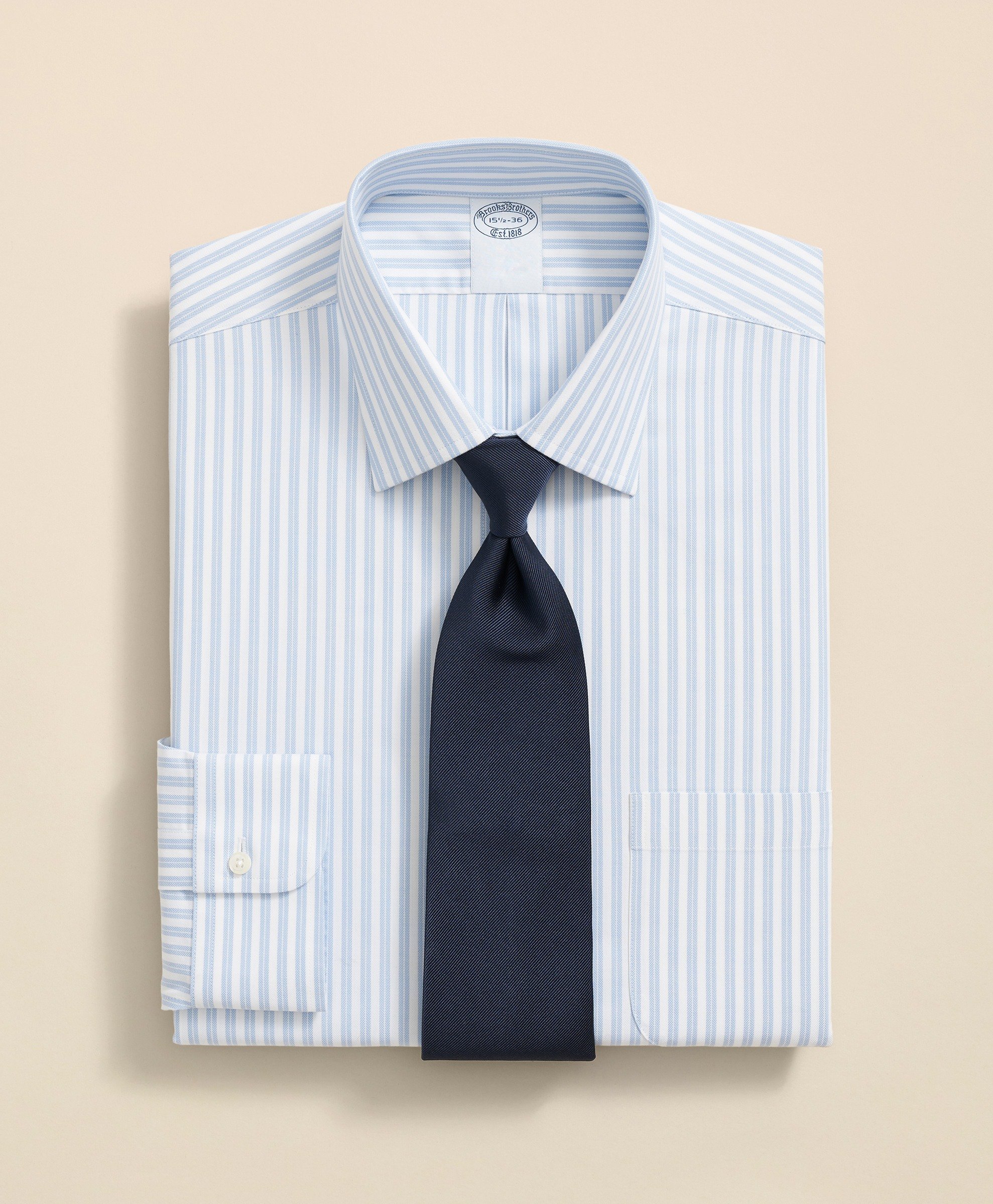 Brooks Brothers | Non-Iron Herringbone Striped Regular Fit Dress Shirt