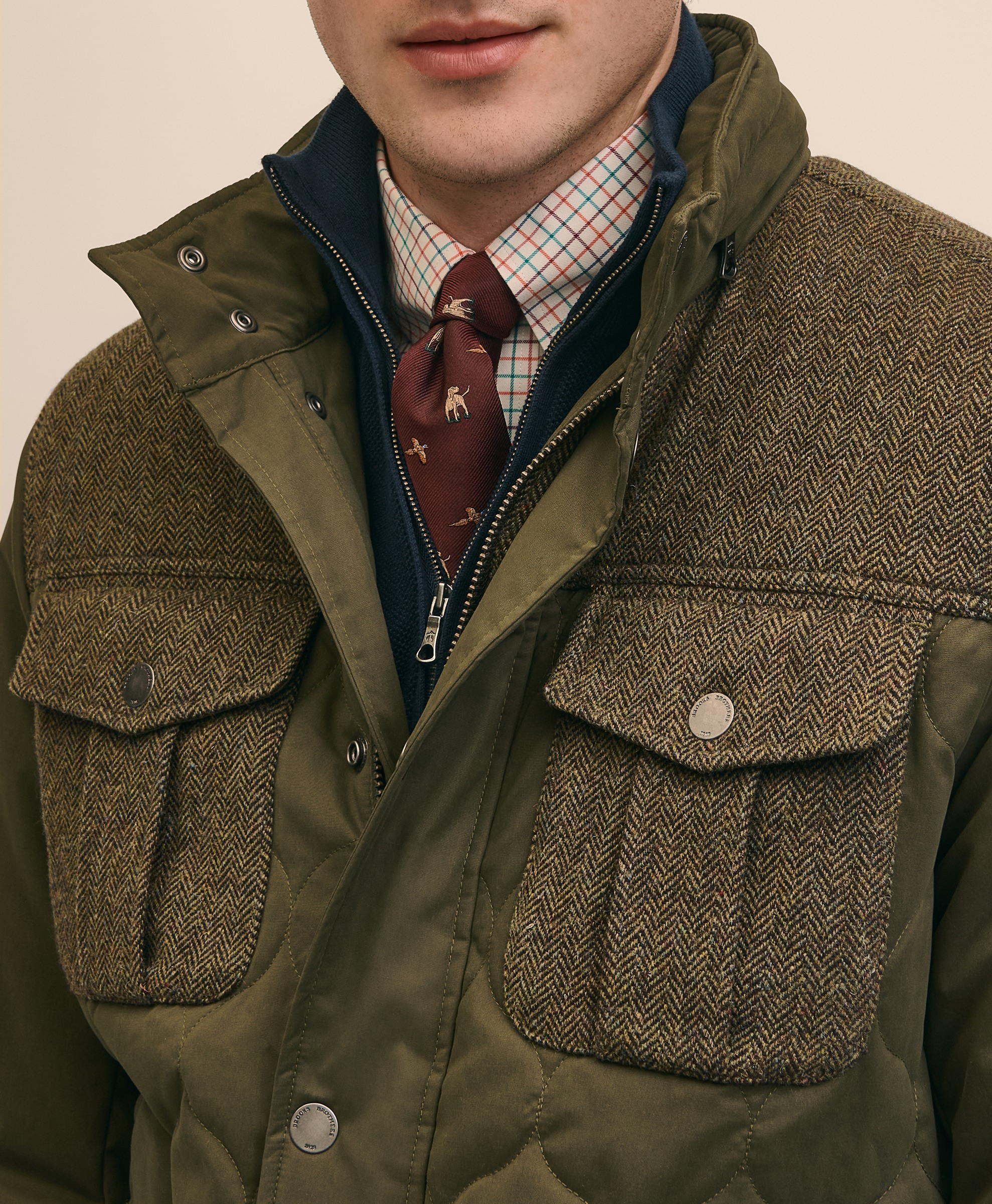 Mixed Tweed Solid Regular Fit Field Jacket | Brooks Brothers India