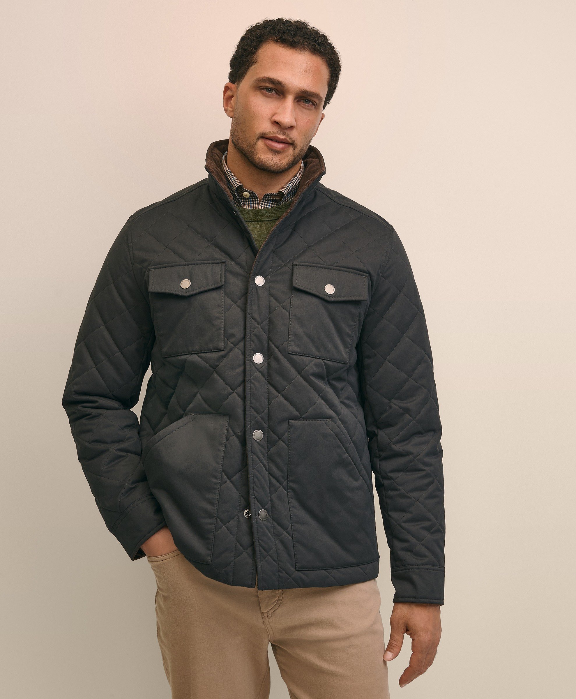 Brooks Brothers | Diamond Quilted Solid Regular Fit Shirt Jacket