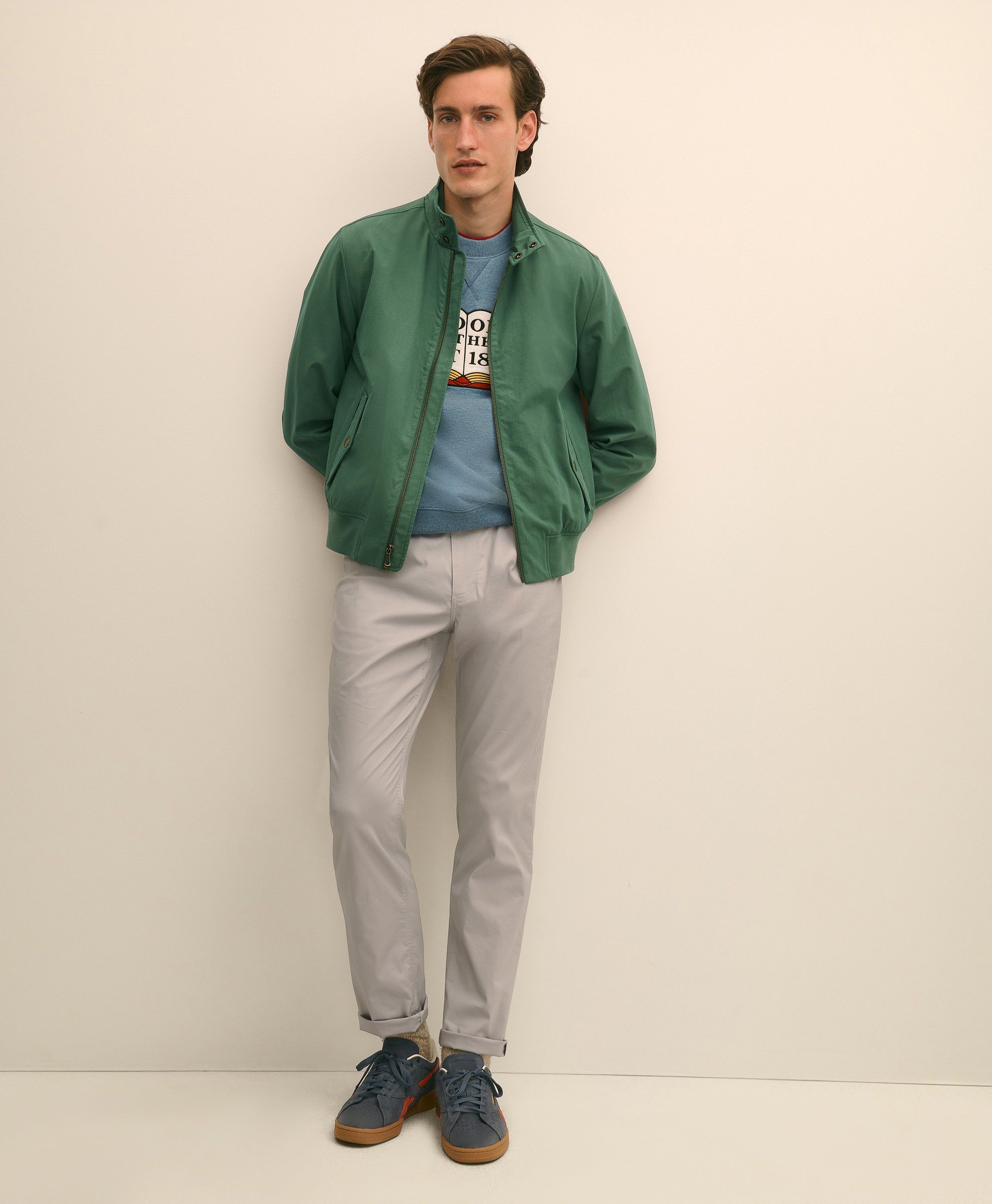 Brooks Brothers | Cotton Nylon Blend Solid Regular Fit Harrington Jacket