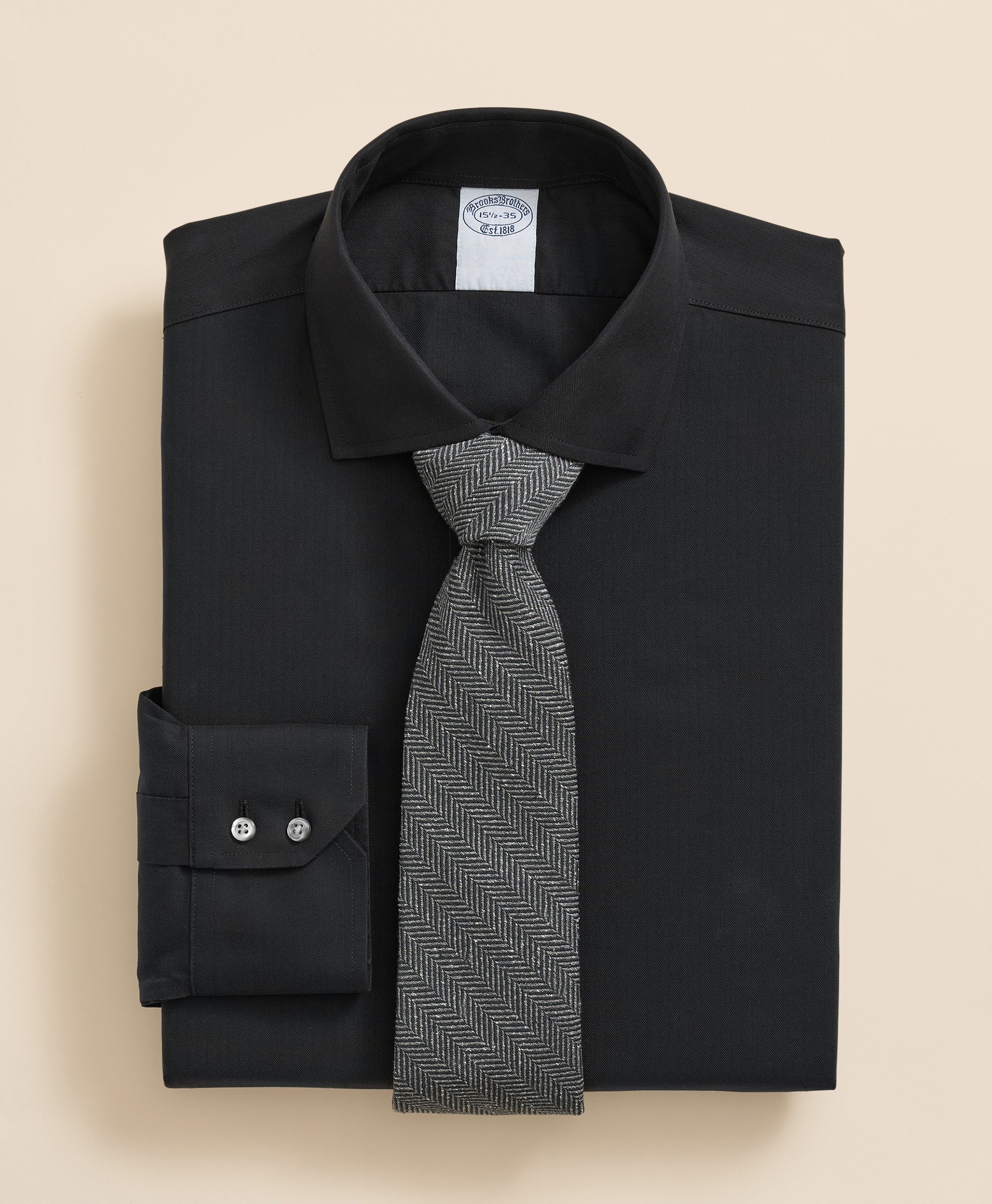 Brooks Brothers | Non-Iron Herringbone Solid Regular Fit Dress Shirt