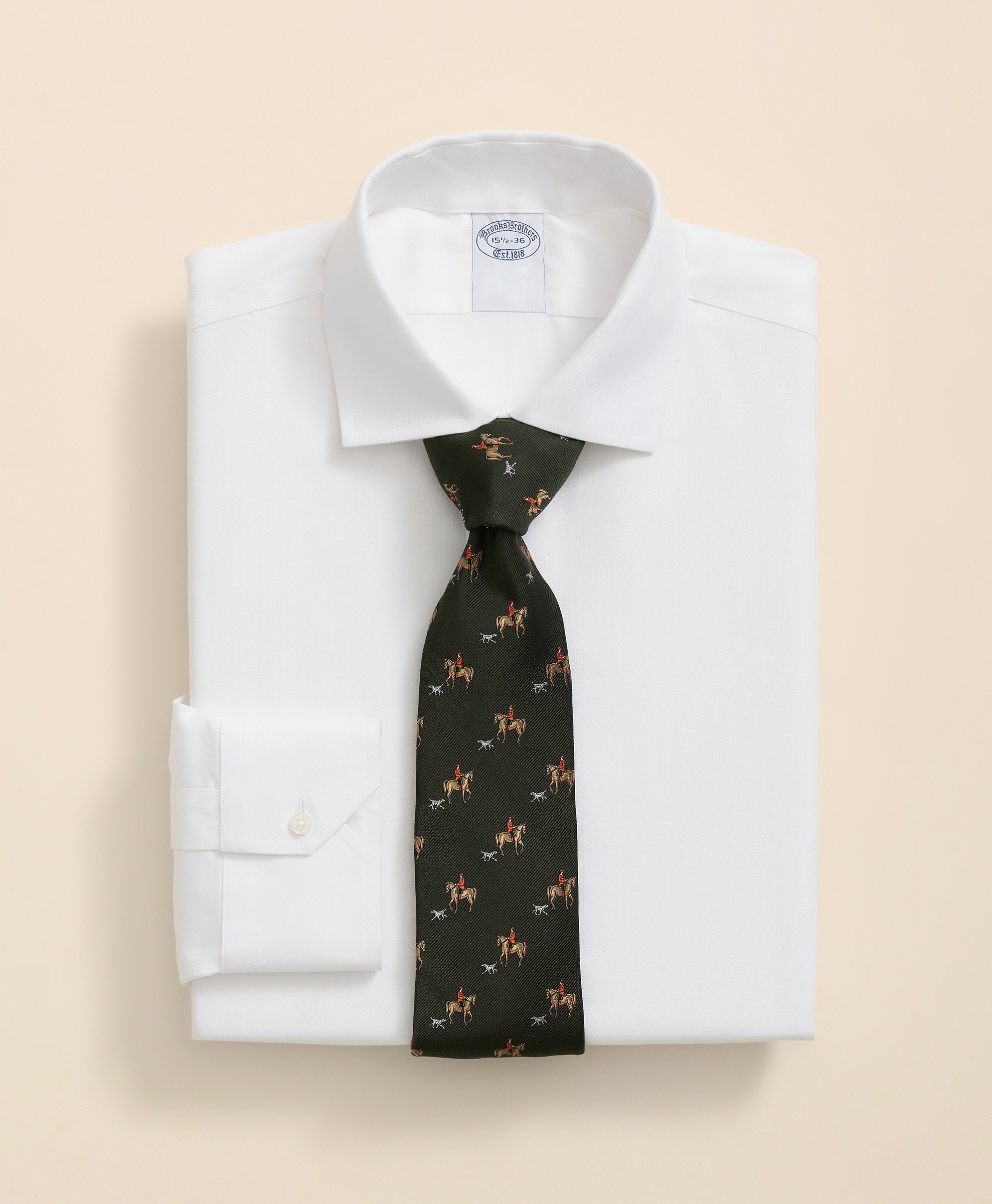Brooks Brothers | Non-Iron Herringbone Solid Regular Fit Dress Shirt