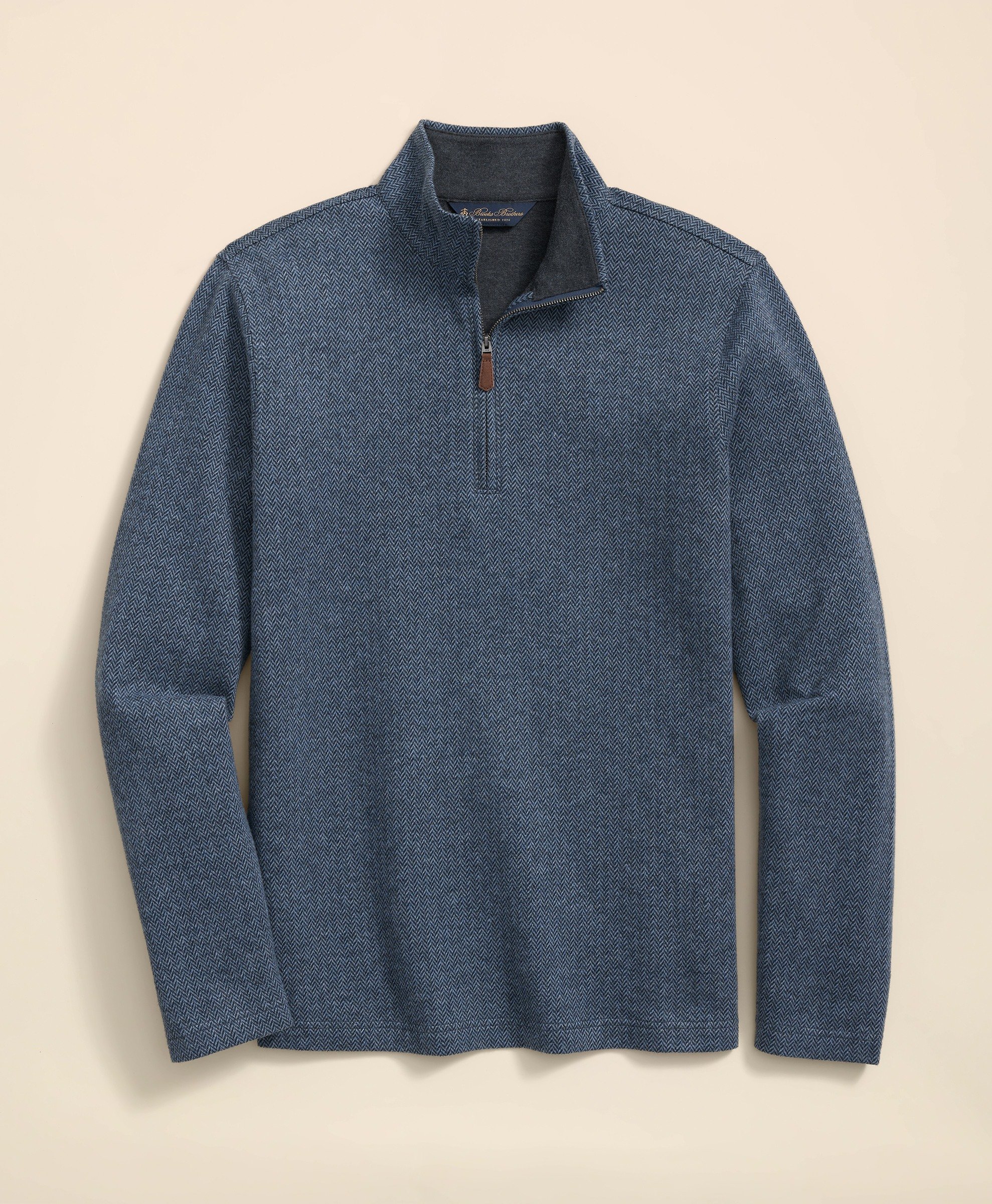 Brooks Brothers | Double Knit Herringbone Regular Fit Half-Zip