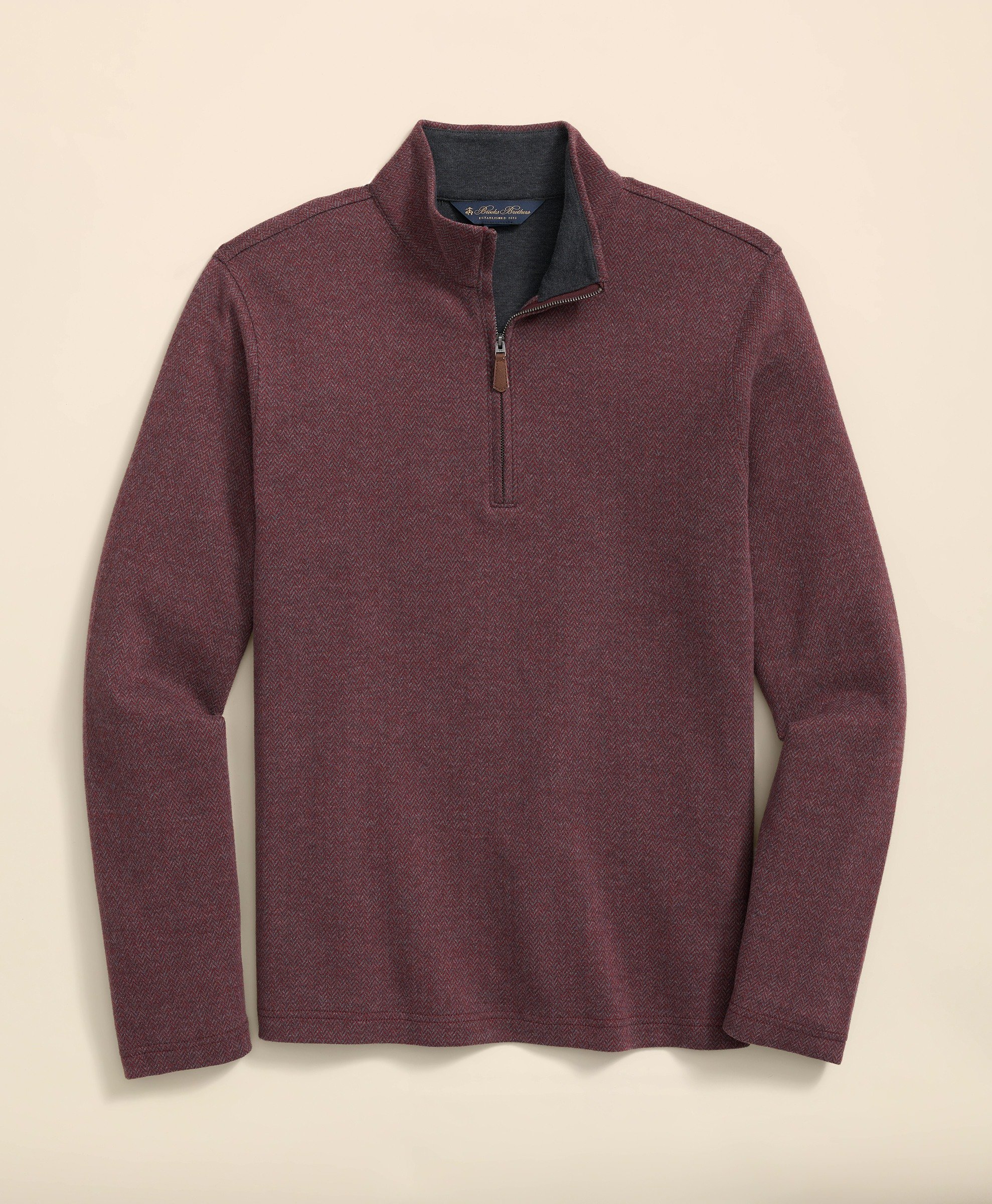 Brooks Brothers | Double Knit Herringbone Regular Fit Half-Zip