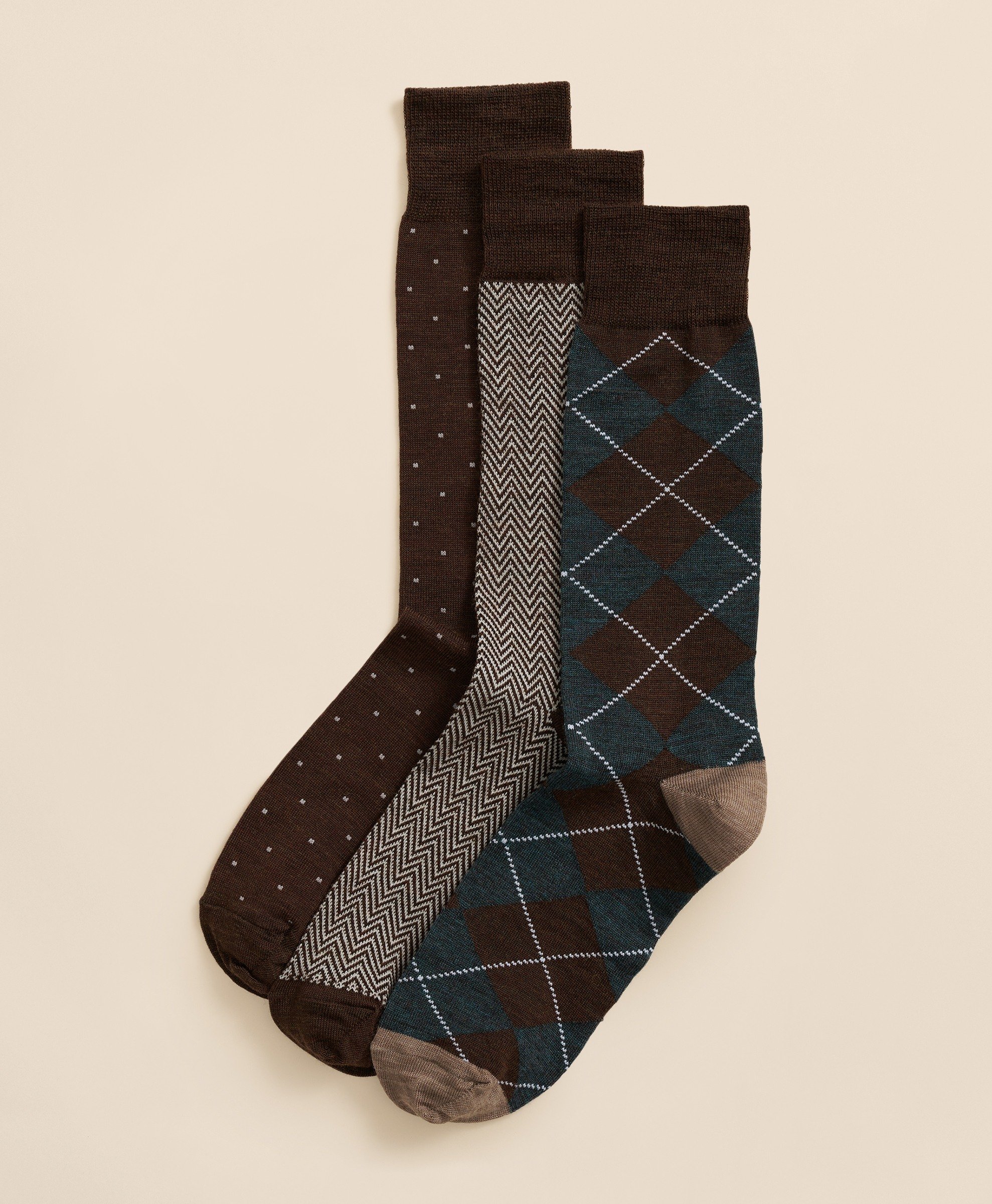 Brooks Brothers | Patterned Wool Socks - Pack of 3