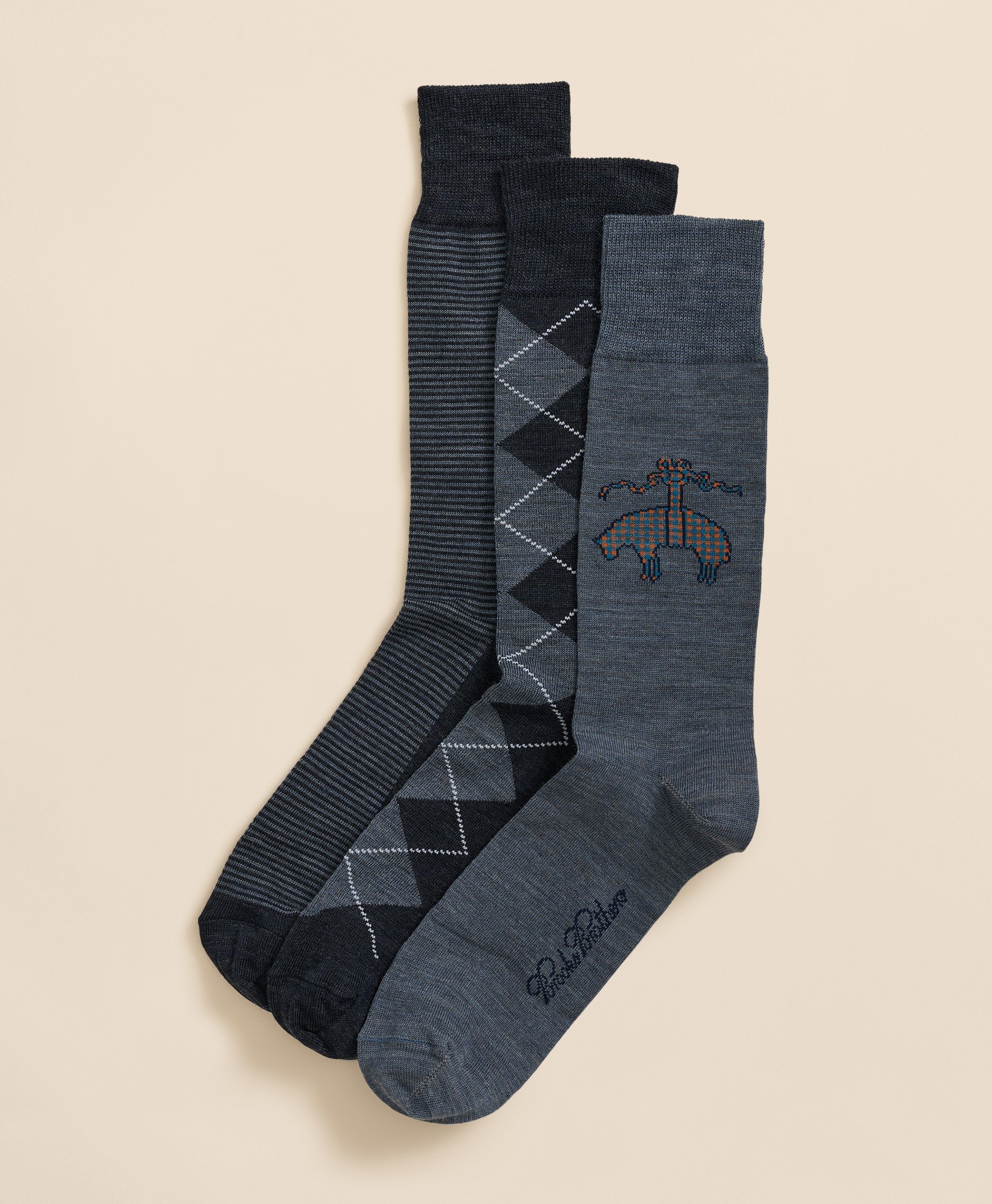Brooks Brothers | Patterned Wool Socks - Pack of 3