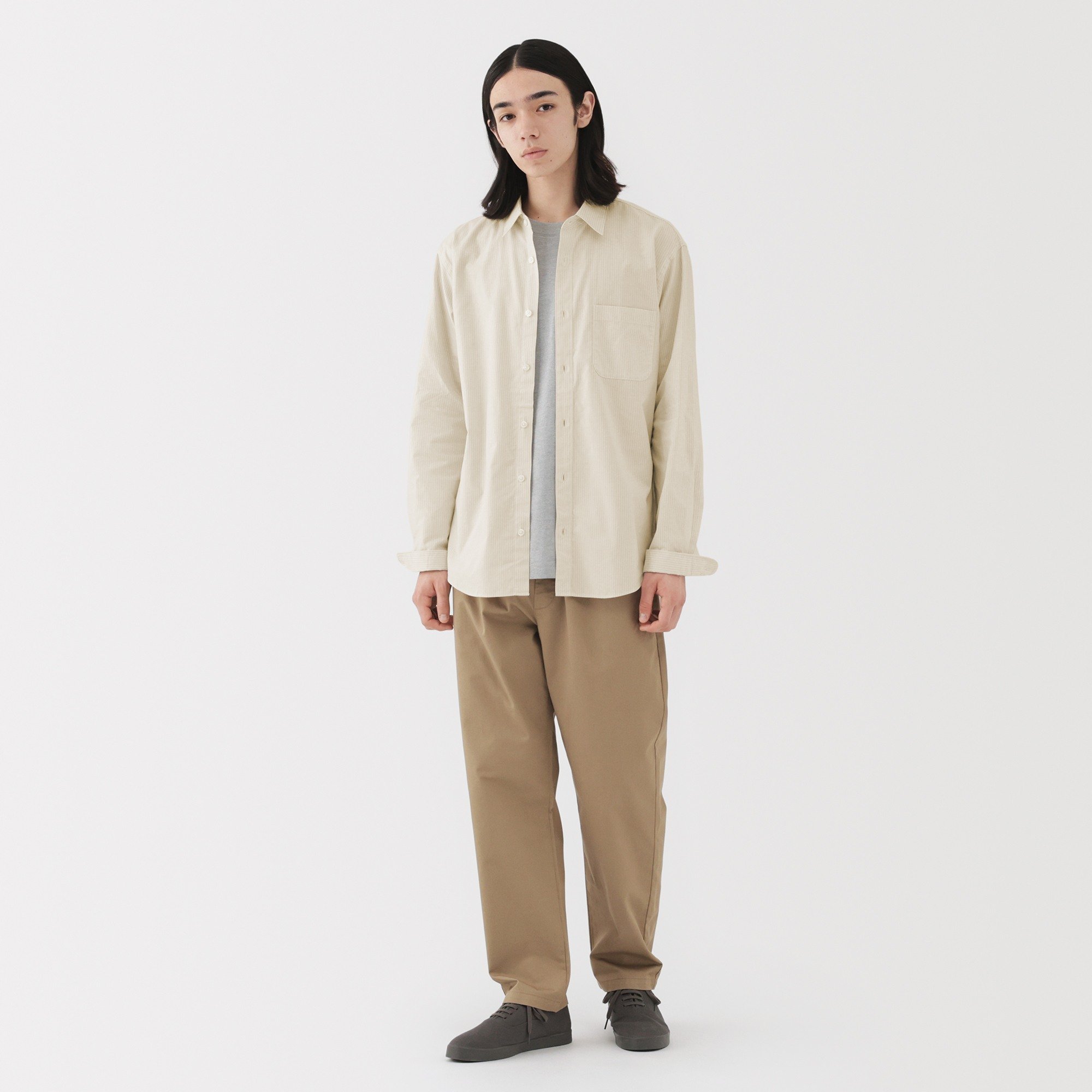 M's washed broadcloth L/Slv shirt