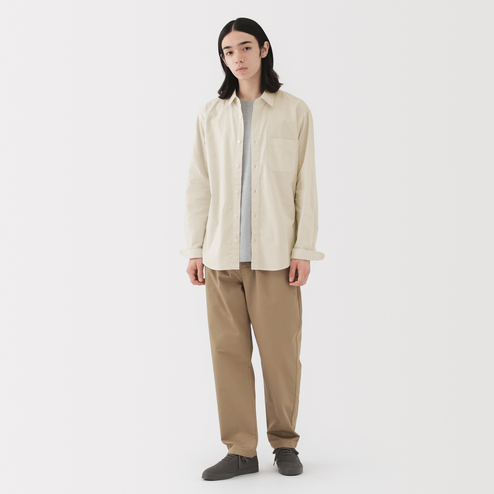 M's washed broadcloth L/Slv shirt