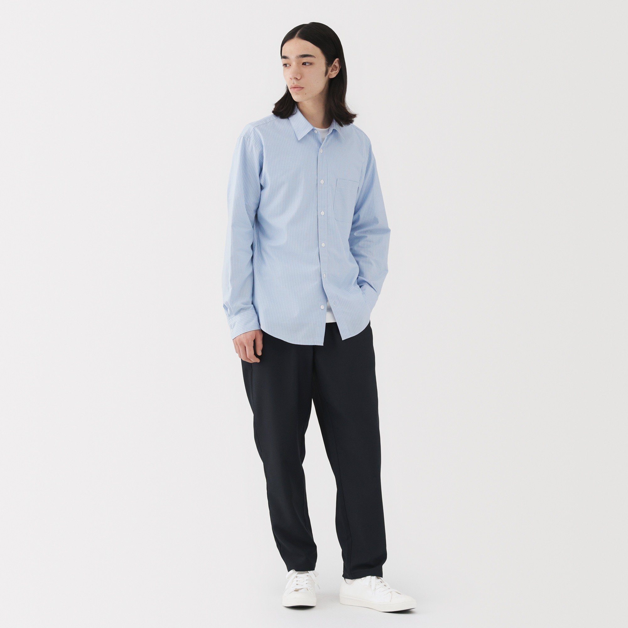 M's washed broadcloth L/Slv shirt