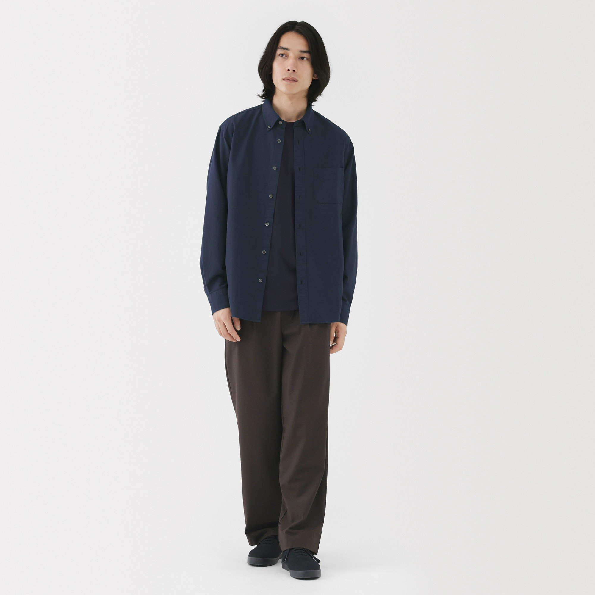 M's Washed oxford button down L/Slv shirt