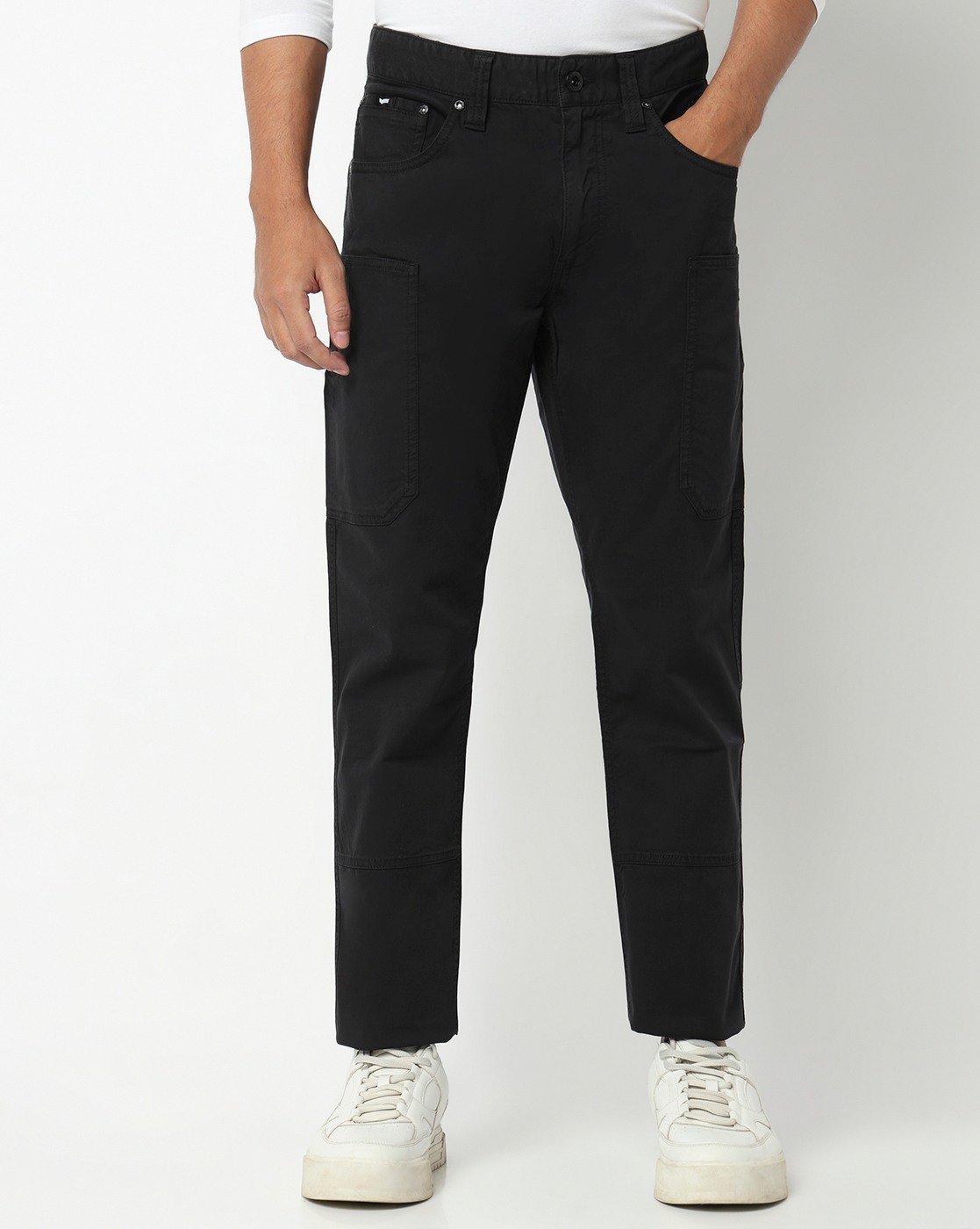 GAS | Terra Trail Straight Fit Mid Rise Black Cargo Trousers